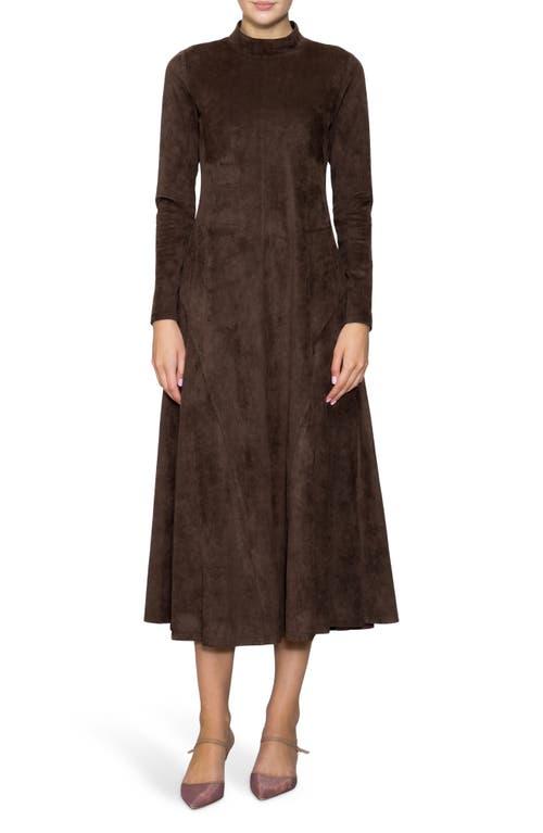 MELLODAY Long Sleeve Faux Suede A-Line Dress in Brown | Lyst MELLODAY Long Sleeve Faux Suede A-Line Dress in Brown | Lyst