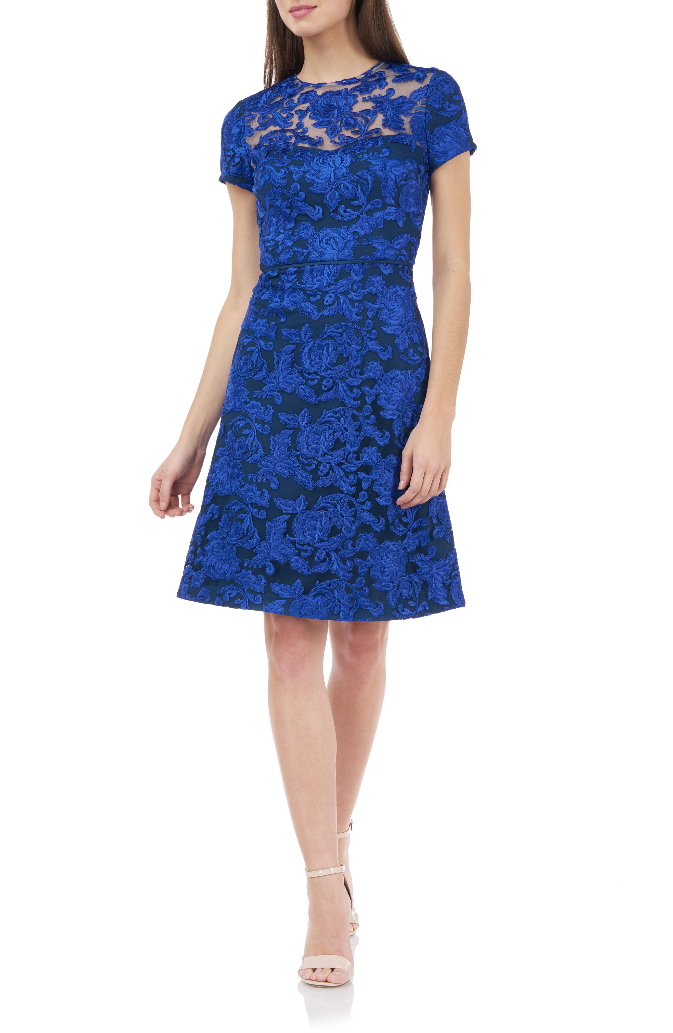 JS Collections Embroidered Lace Cocktail Dress in Blue Lyst