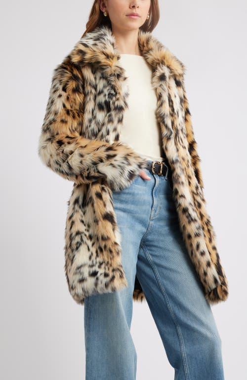 Open Edit Leopard Faux Fur Longline Coat in Blue Lyst