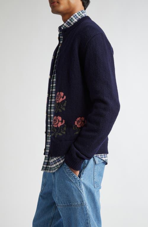 Noah Floral Shetland Wool Cardigan in Blue for Men | Lyst