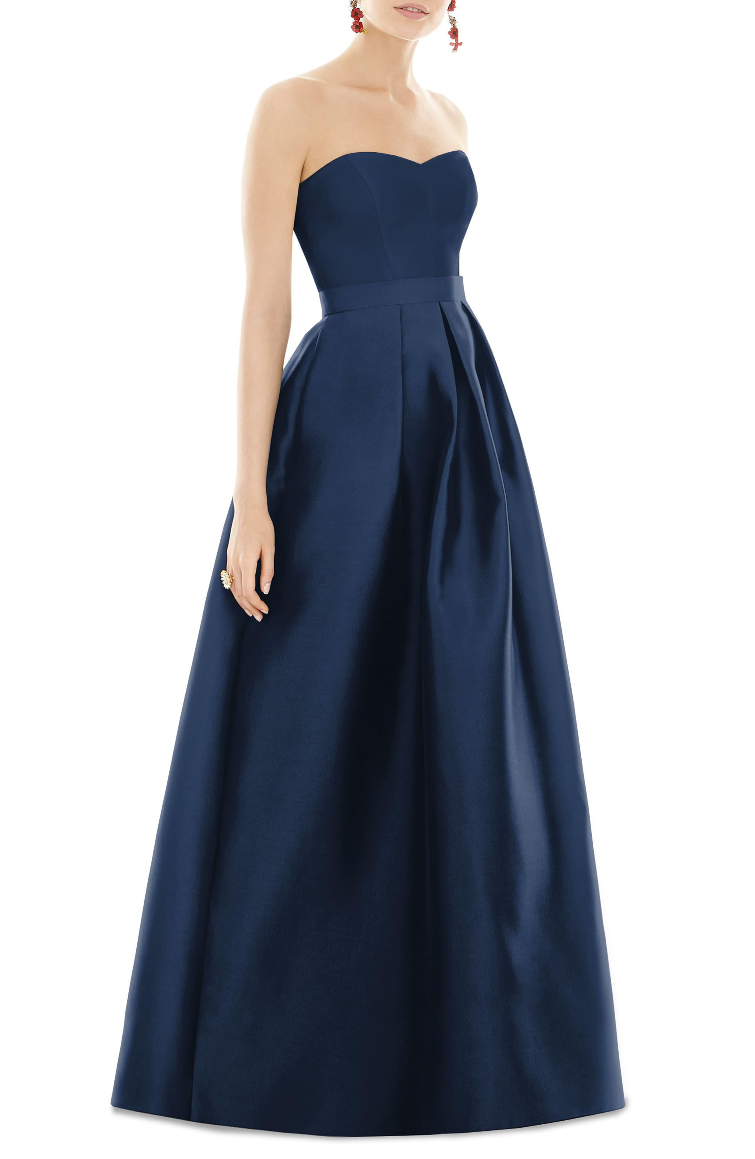 alfred sung satin a line gown