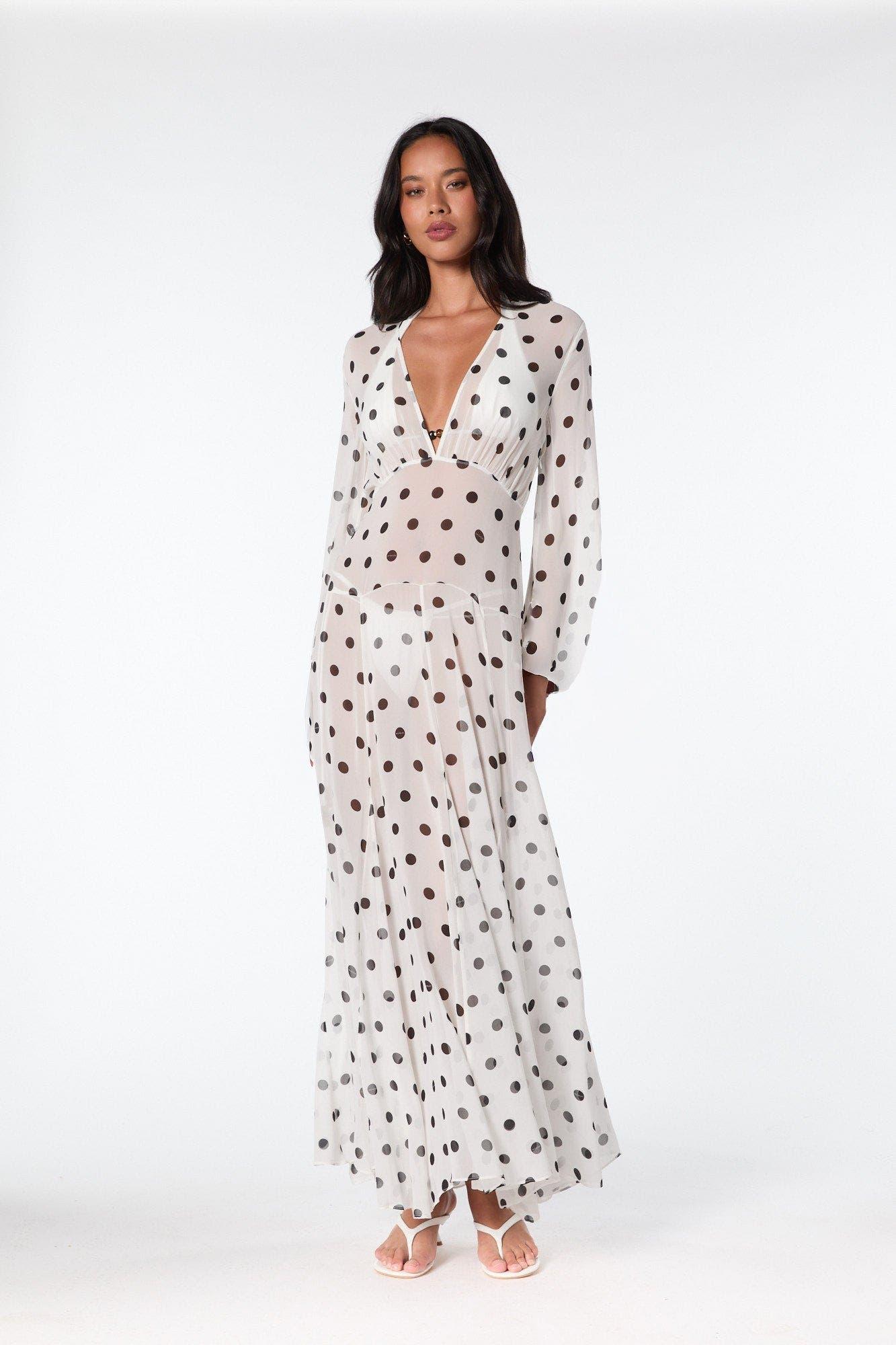 silk bias cut dress Mira Crepe L224061 Striped Sequin Tip __tab1:details-composition-robe-olivia-fleurs-marron Made of pure silk Size:12W