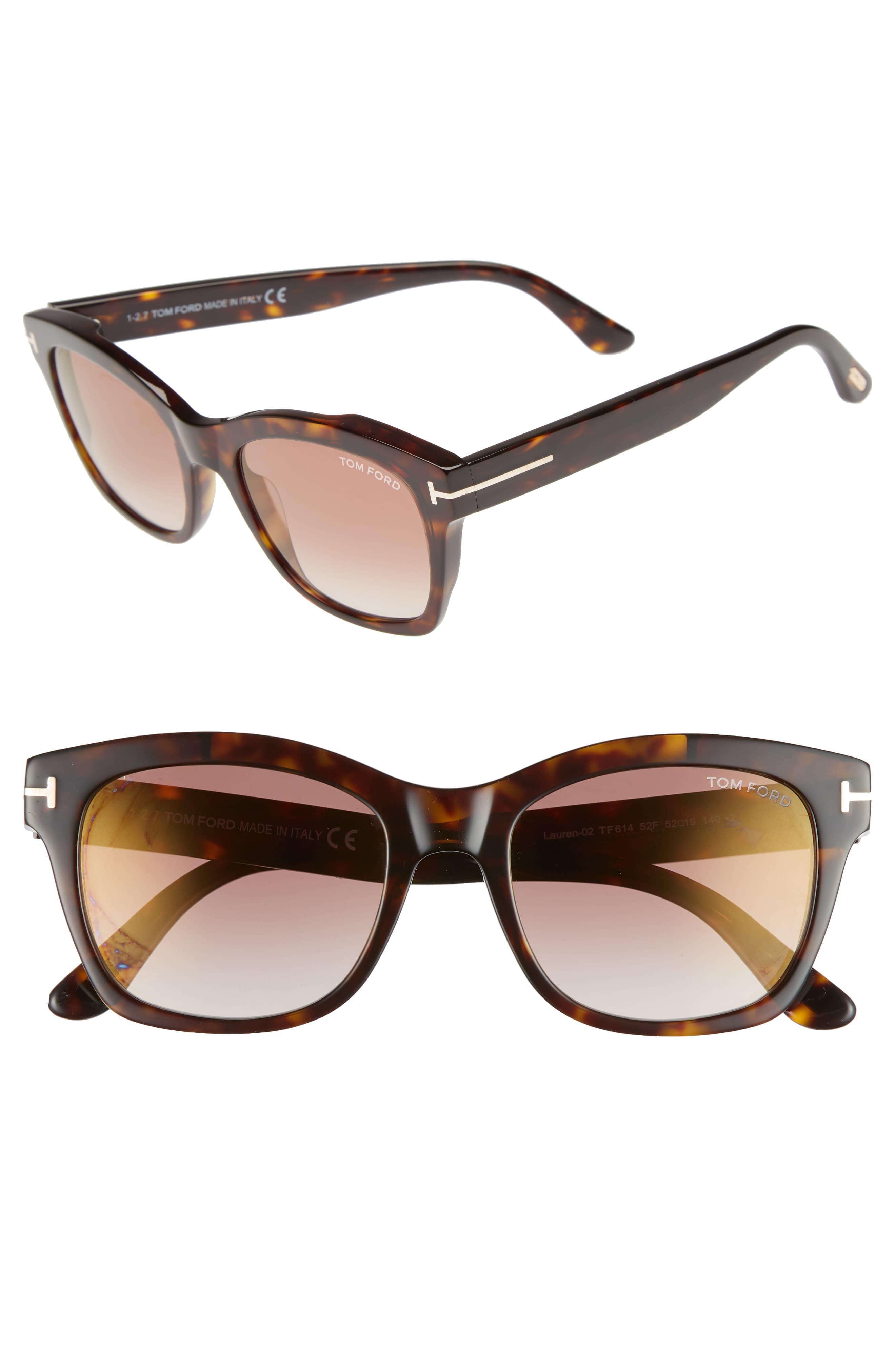 Tom Ford Lauren 52mm Sunglasses - Dark Havana/ Gradient Brown - Lyst