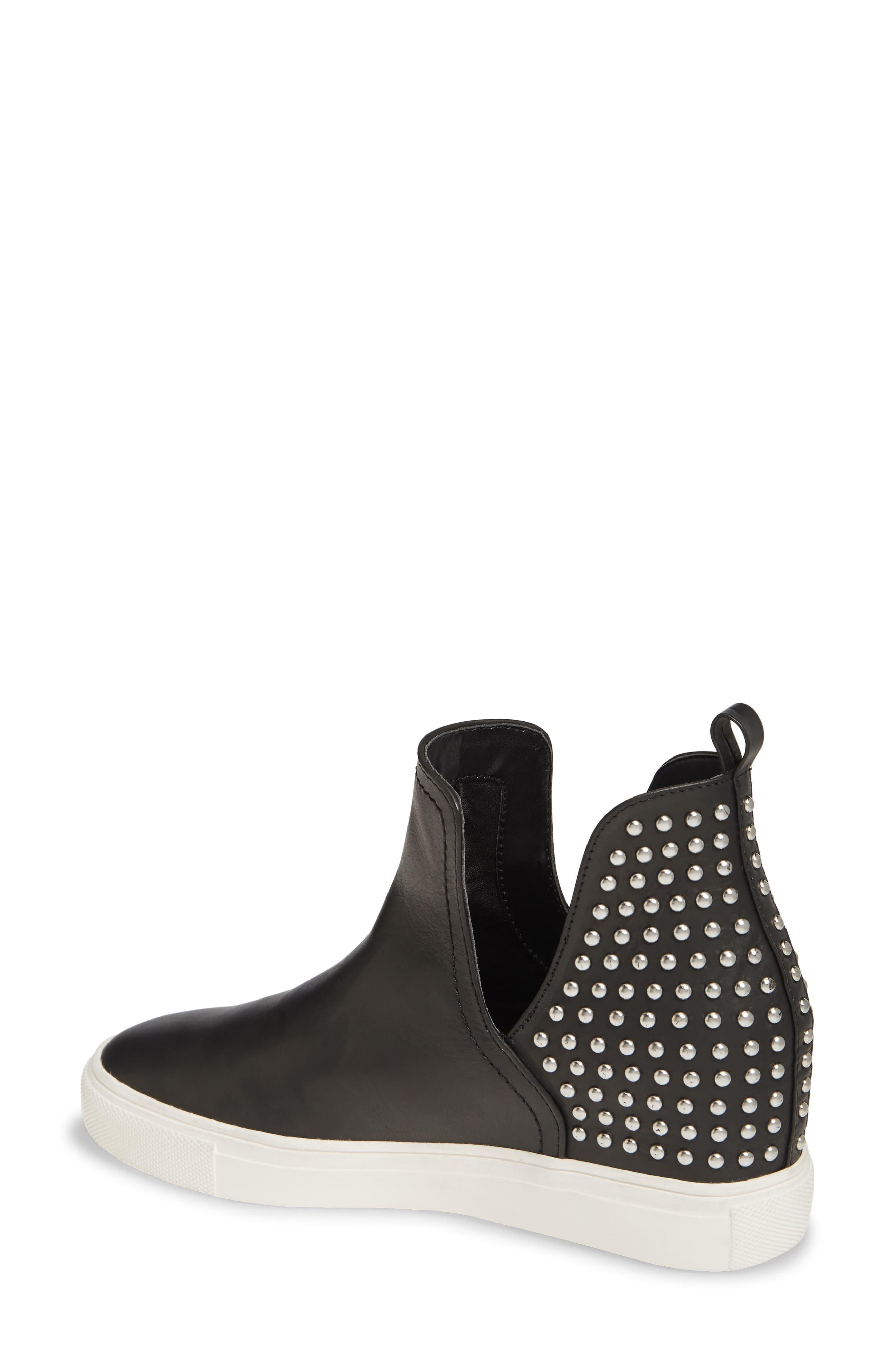 steven by steve madden coin leather and stud wedge sneakers