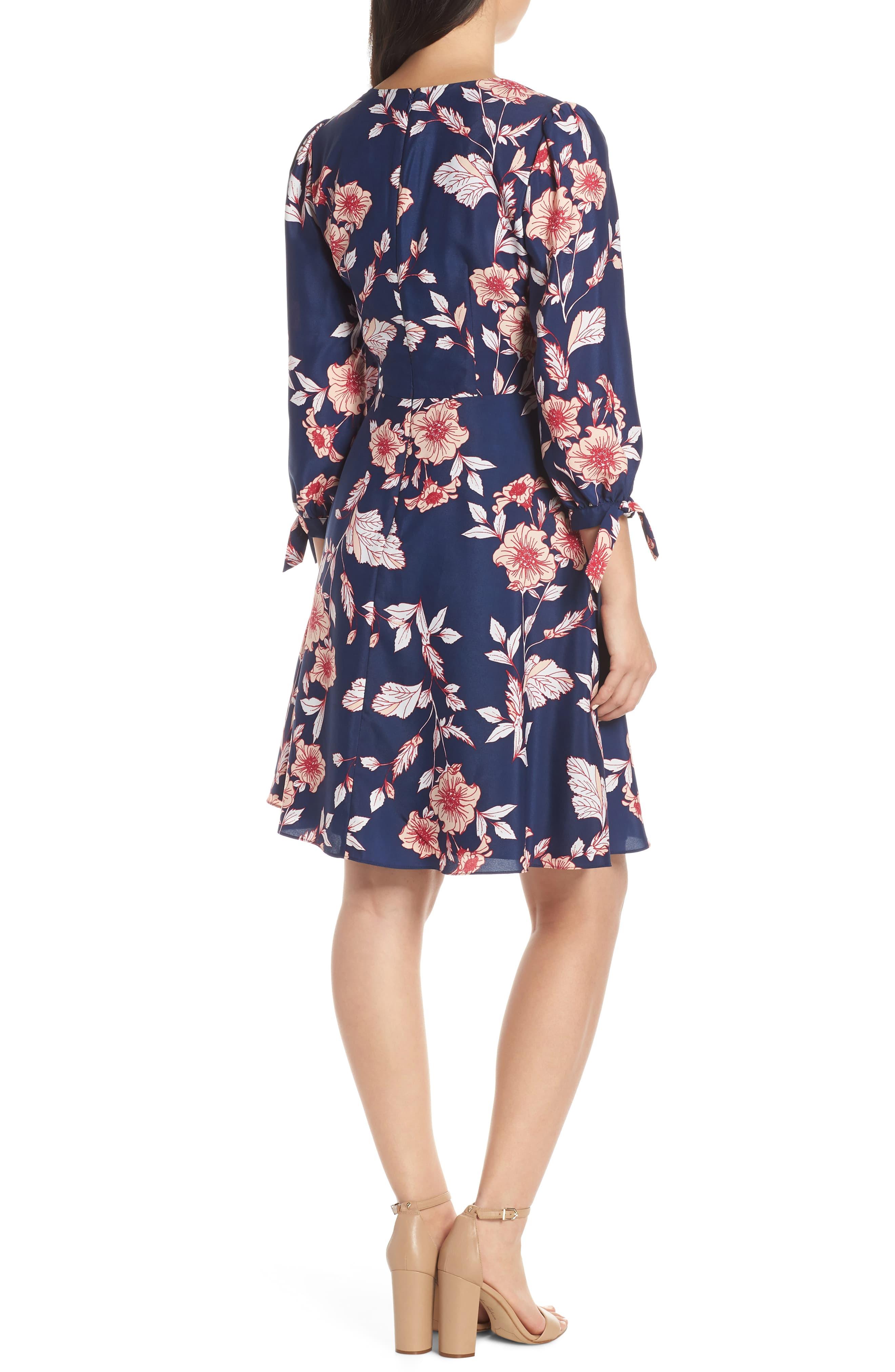 eliza j floral print faux wrap dress