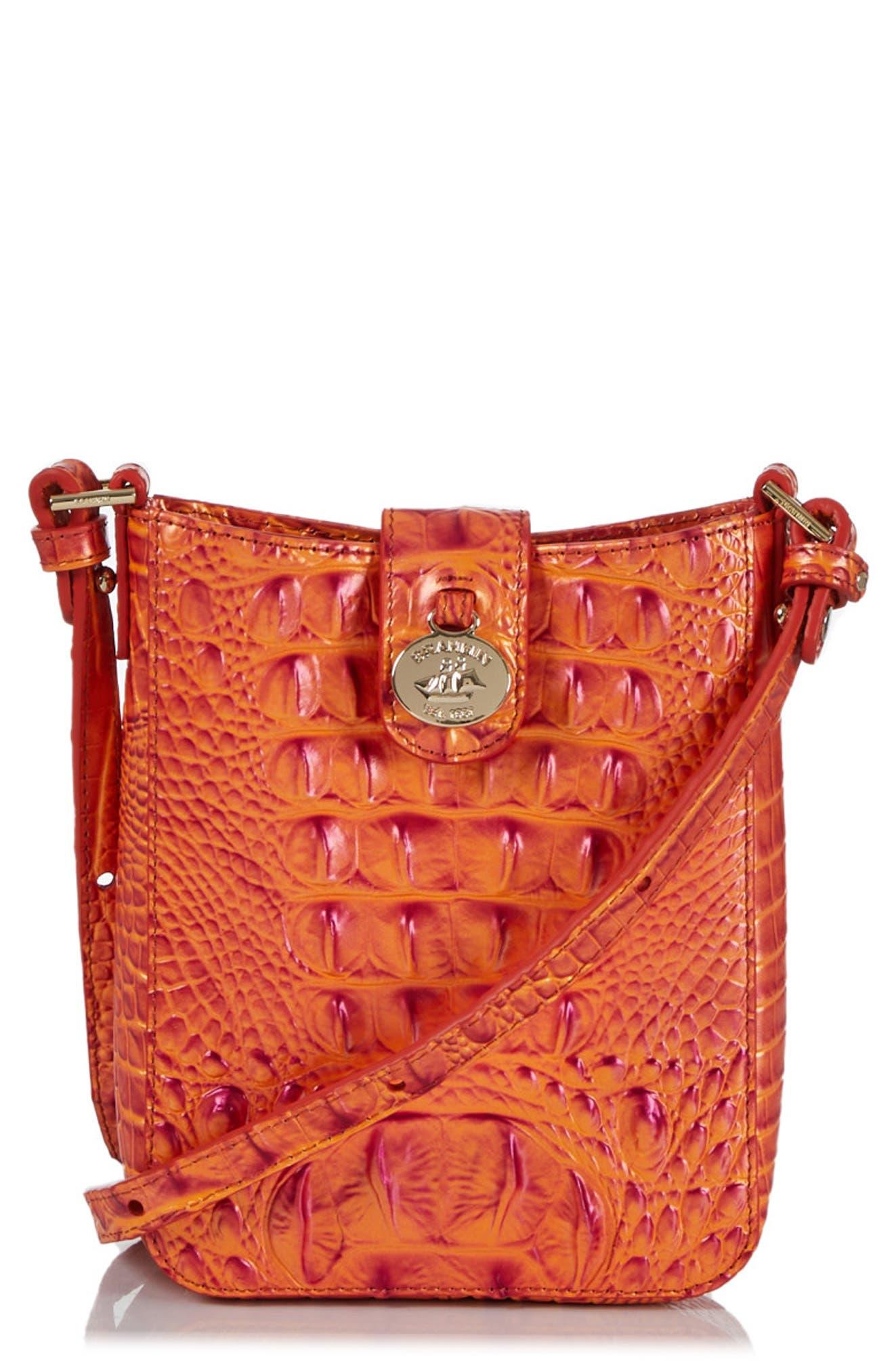 Brahmin Marley Croc Embossed Leather Crossbody Bag in Red Lyst