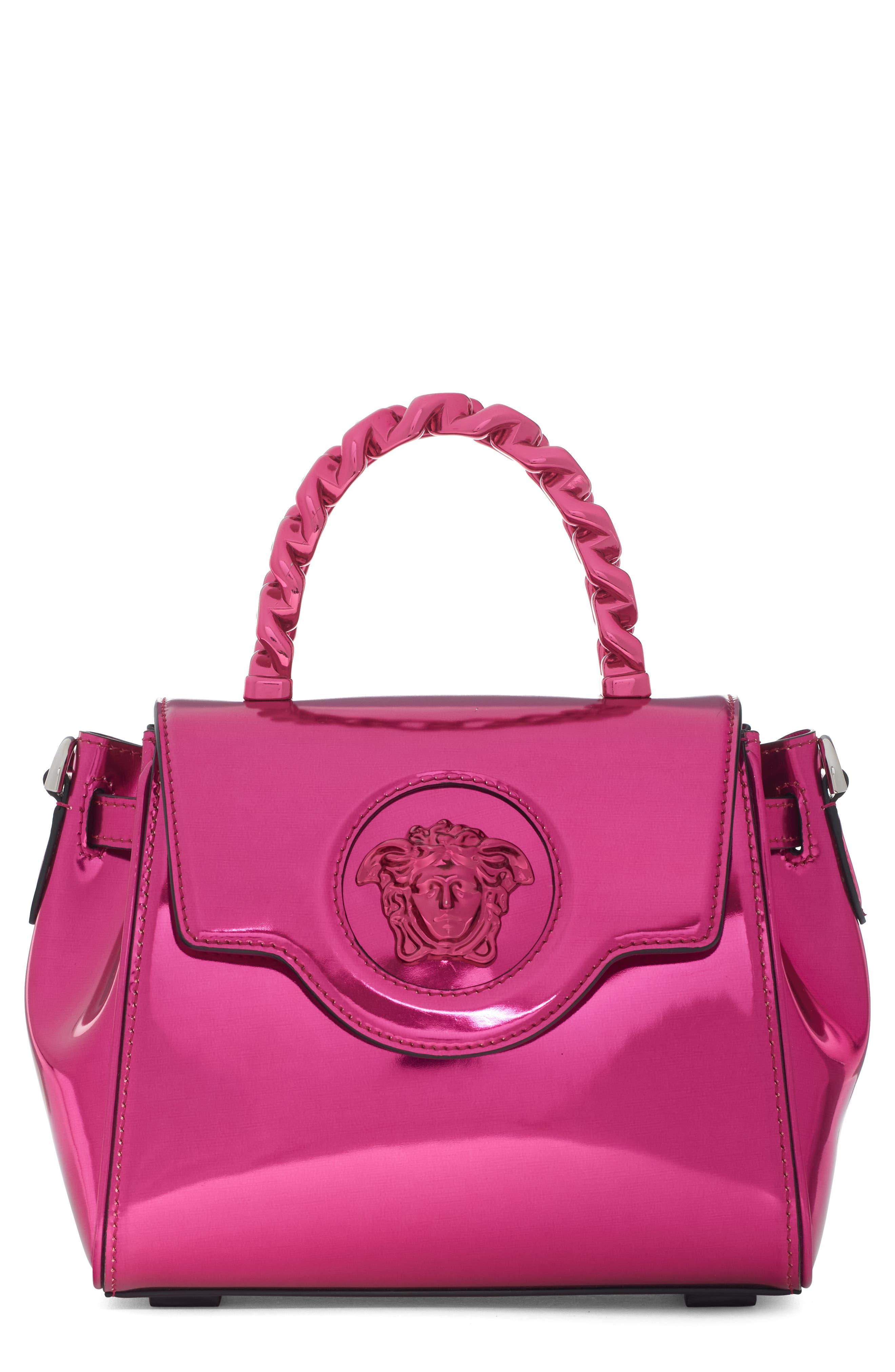 Versace small La Medusa metallic tote bag, Pink