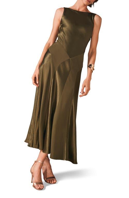 Mint Velvet Panelled Satin Maxi Dress in Green | Lyst