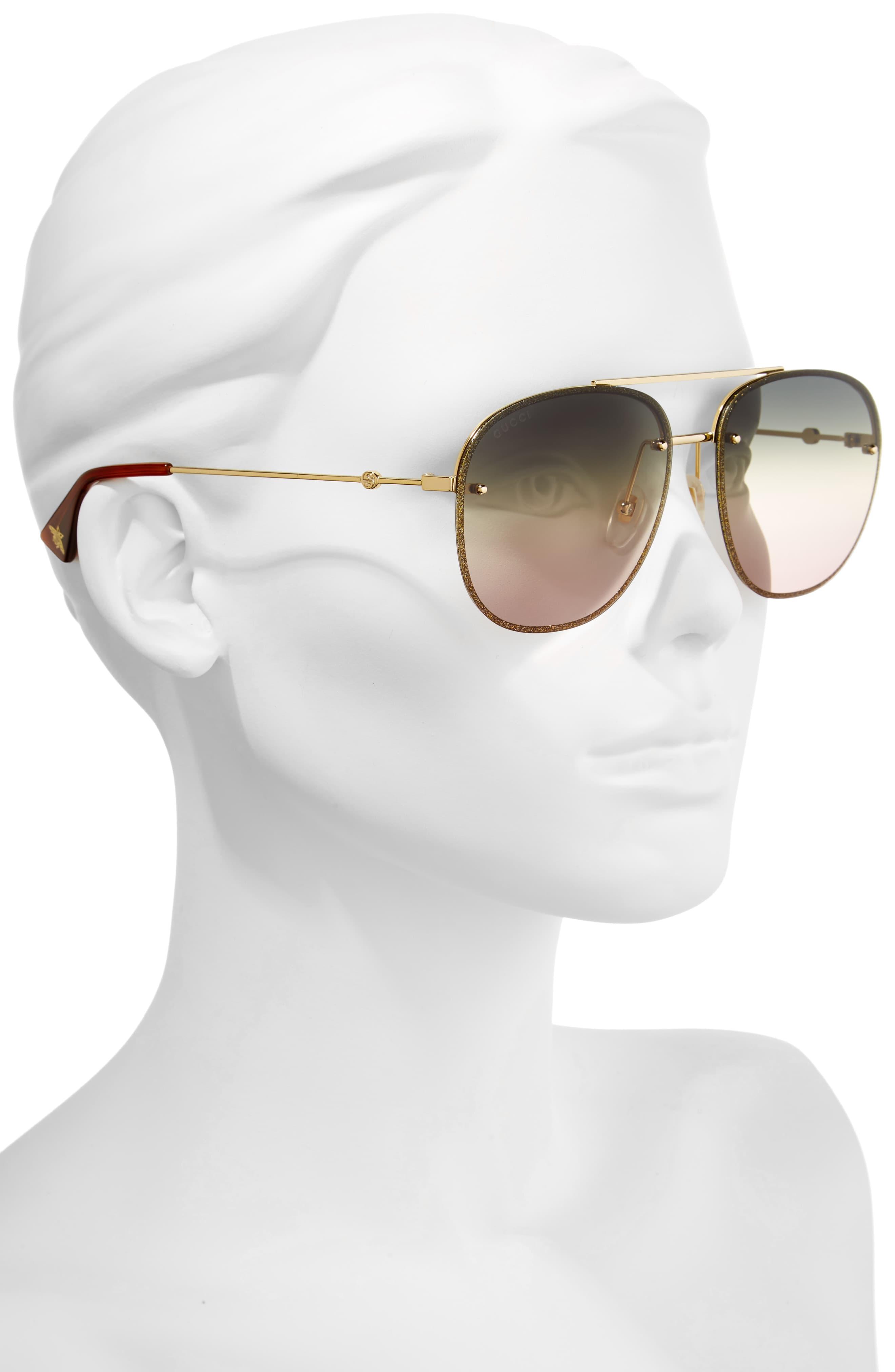 Gucci 62mm Oversize Aviator Sunglasses 