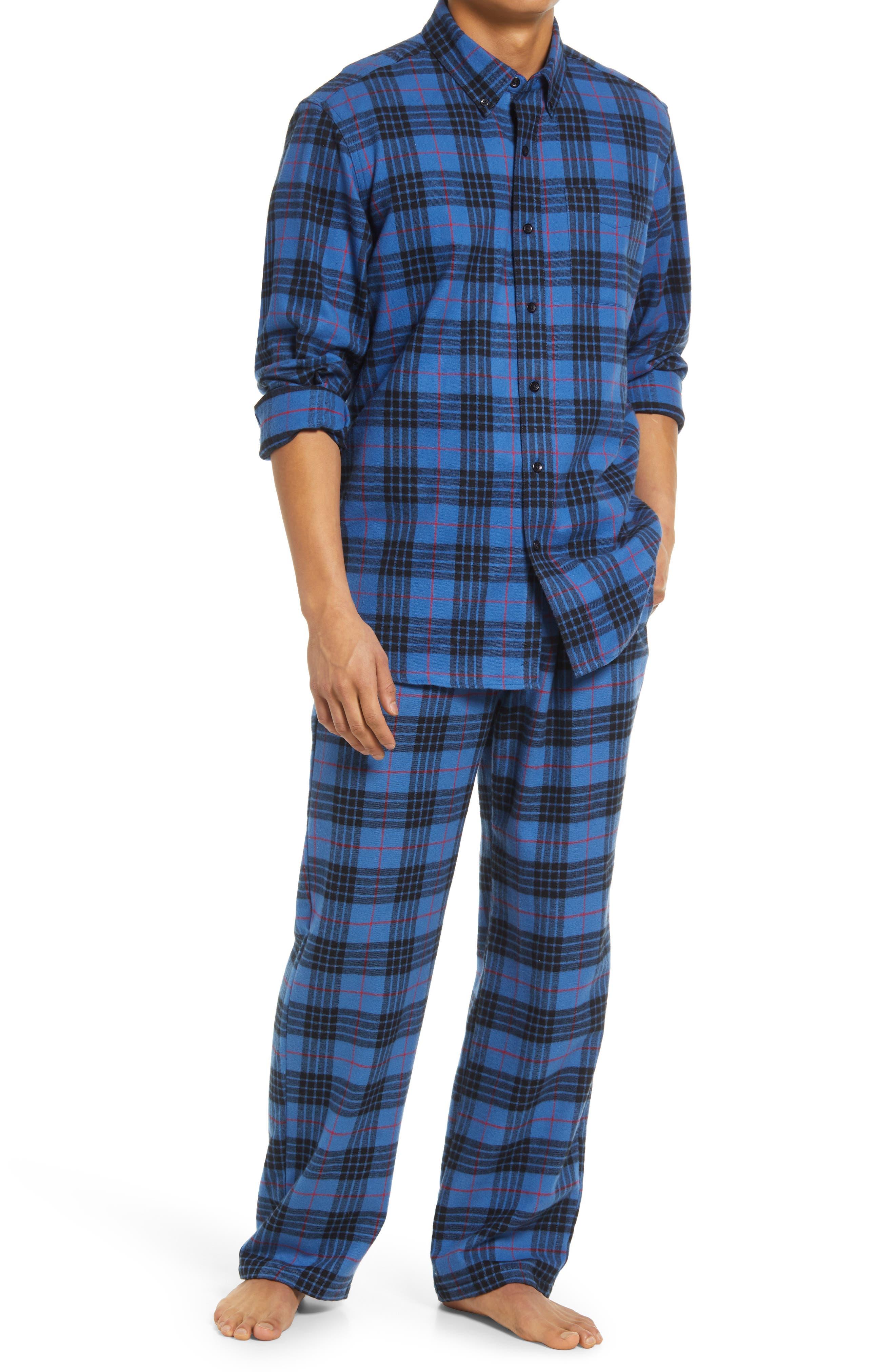 L.L. Bean Scotch Plaid Flannel Pajama Pants in Blue for Men
