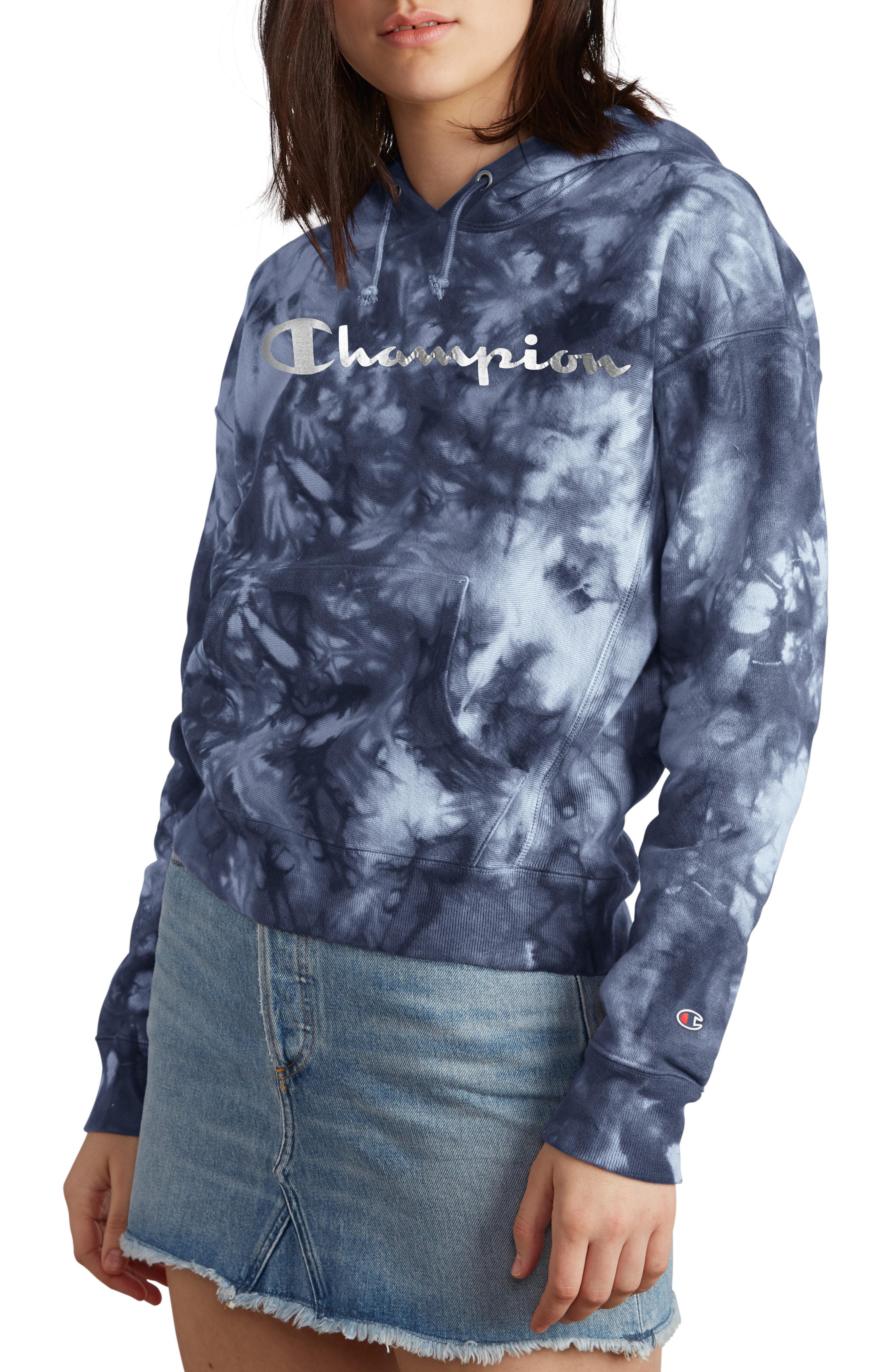 champion tie dye hoodie blue