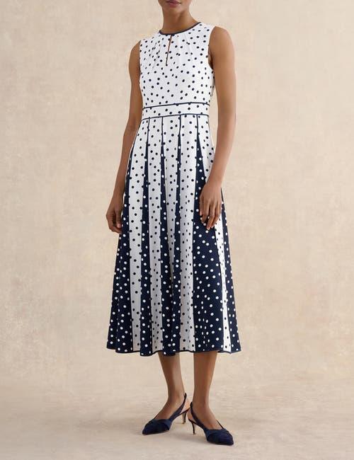 Hobbs Angelica Pleated Fit-Flare Midi Dress in White | Lyst