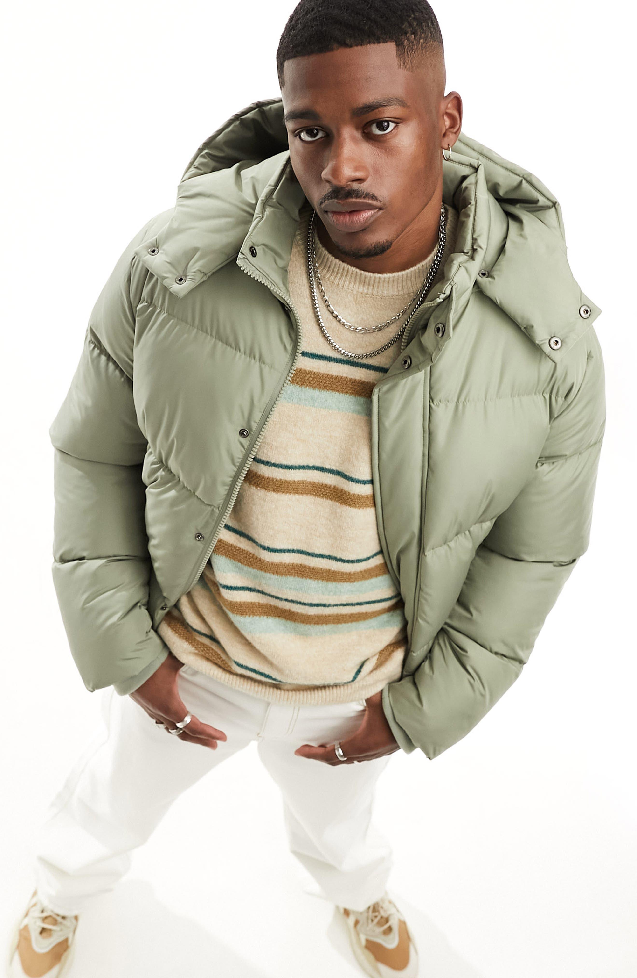 ASOS Hooded Puffer Jacket in Green for Men | Lyst