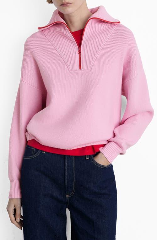 Mango Contrast Half Zip Sweater in Pink Lyst