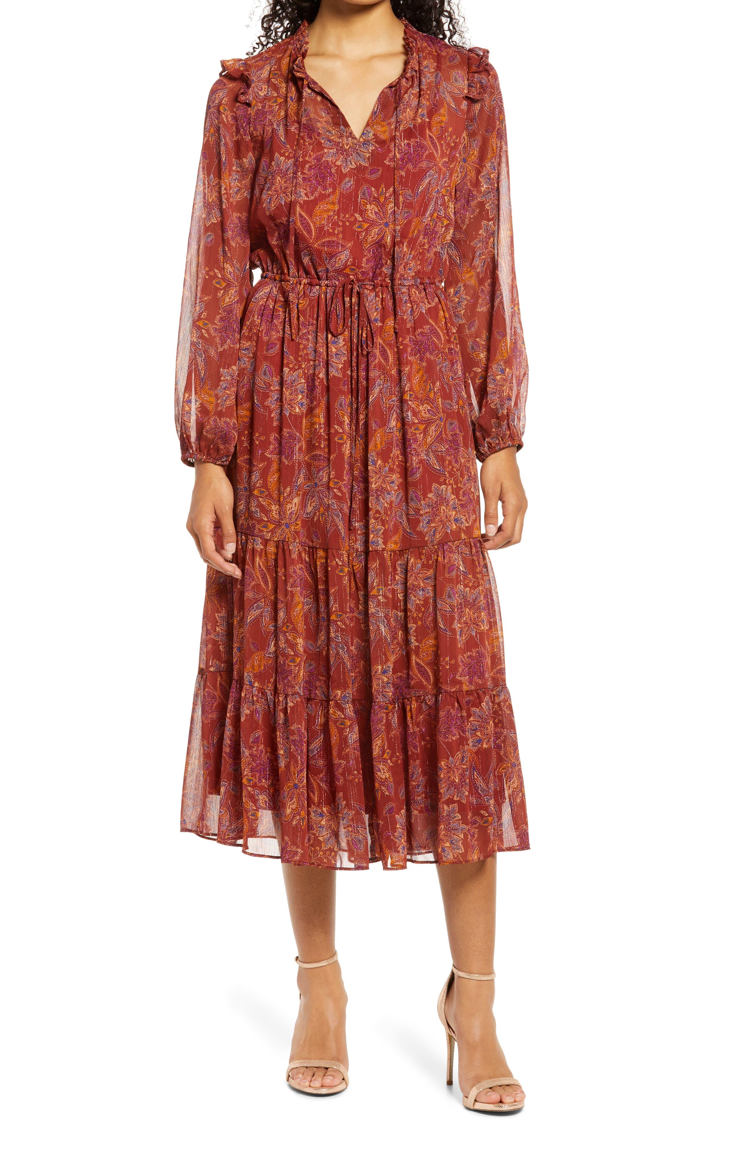 Julia Jordan Clipped Chiffon Long 