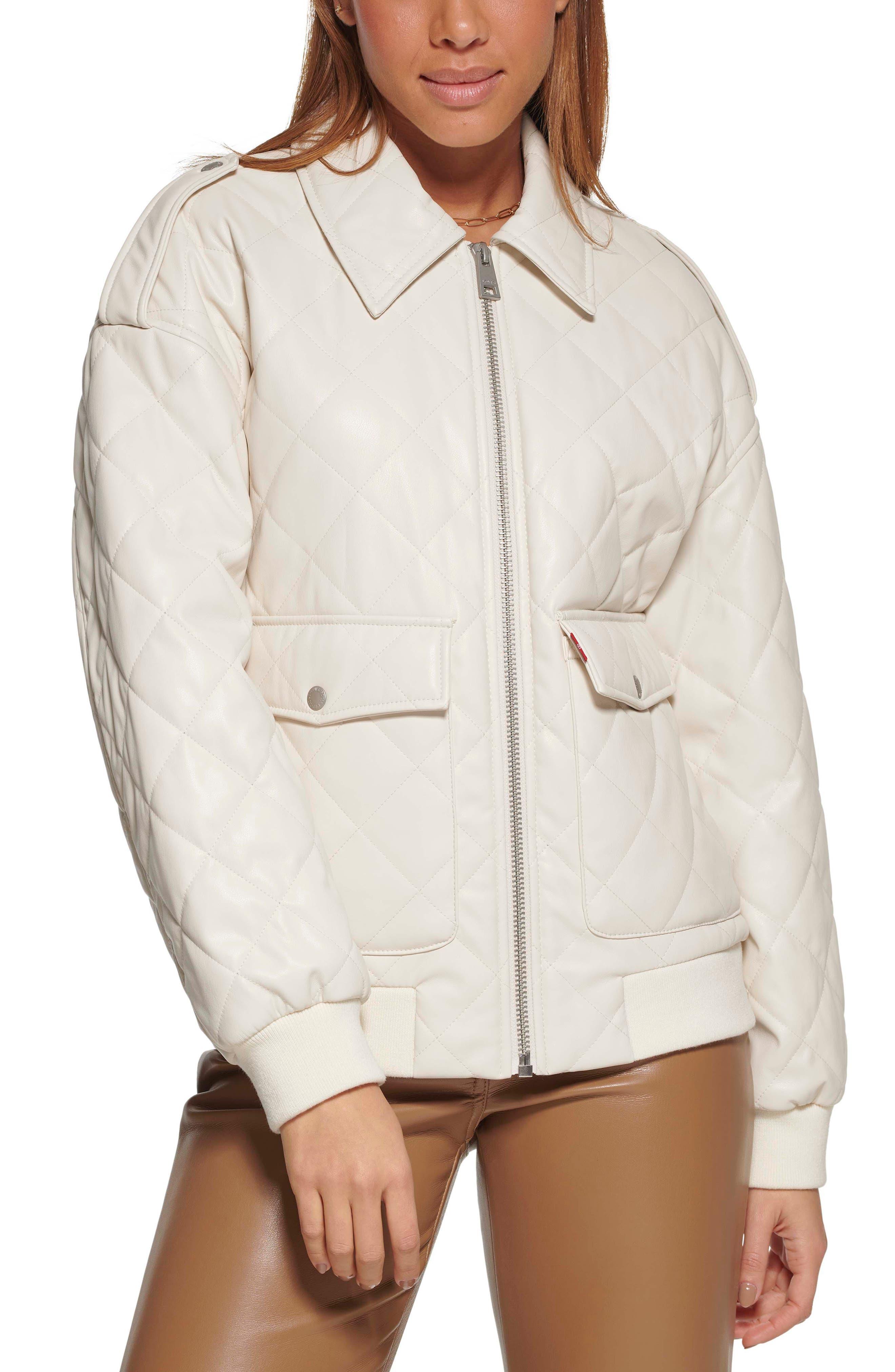 Levi's ® Quilted Faux Leather Bomber Jacket in White Lyst