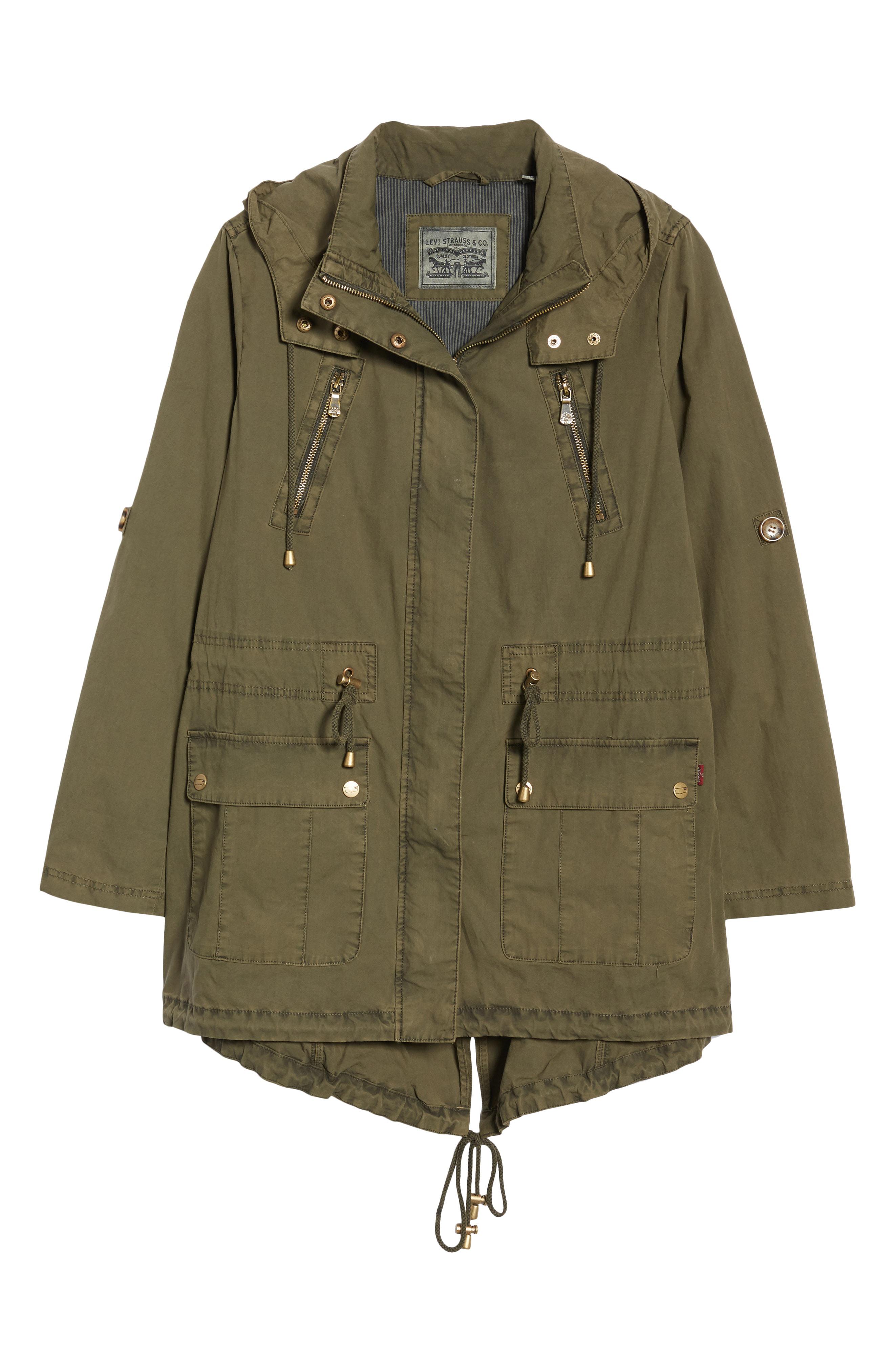 Levi's Parachute Hooded Cotton Utility Jacket in Green Lyst