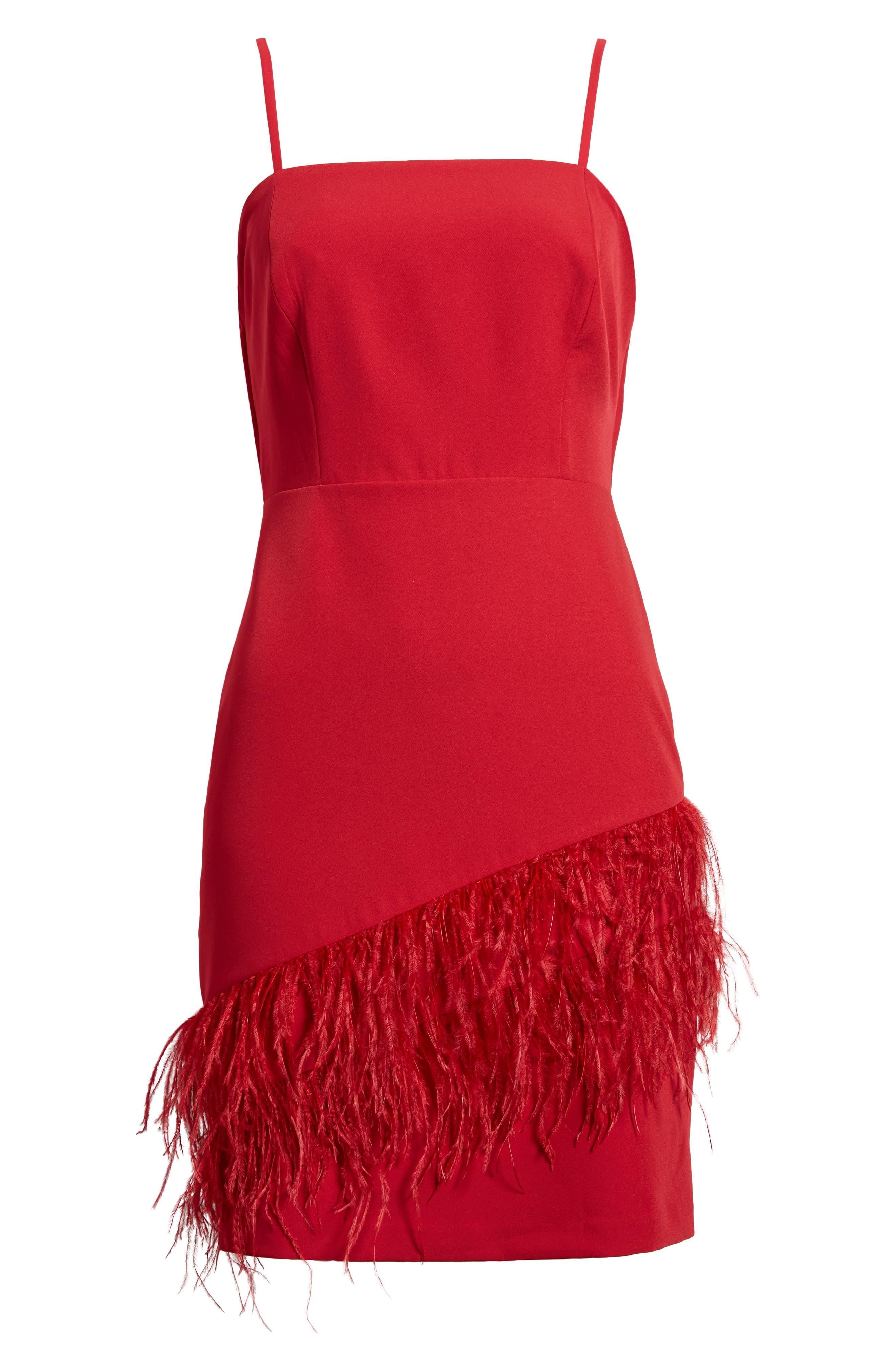 Sam Edelman Feather Hem Sheath Dress in Red Lyst