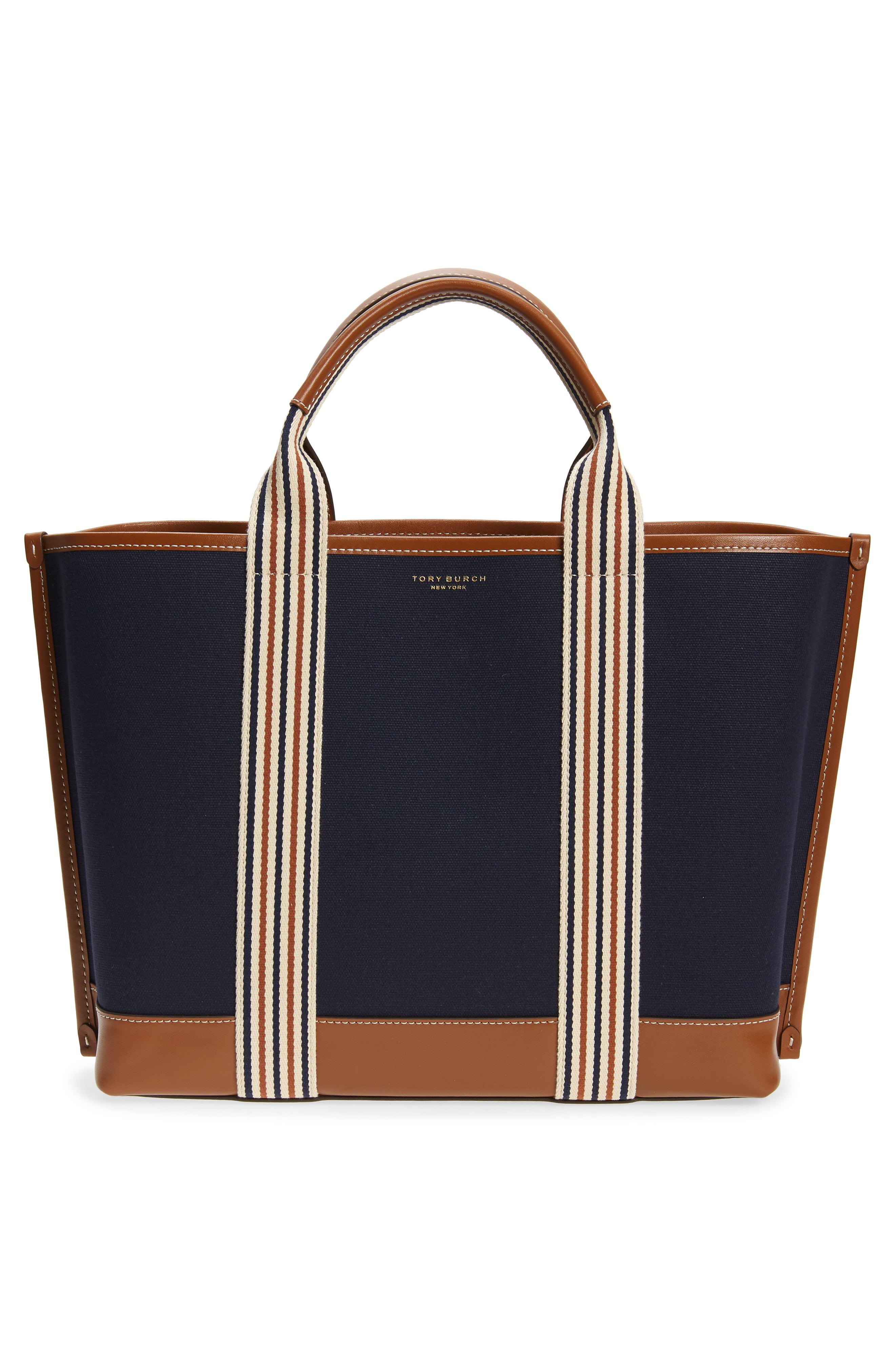 Tory Burch Perry Multi Stripe Canvas Triple-compartment Tote in Blue | Lyst