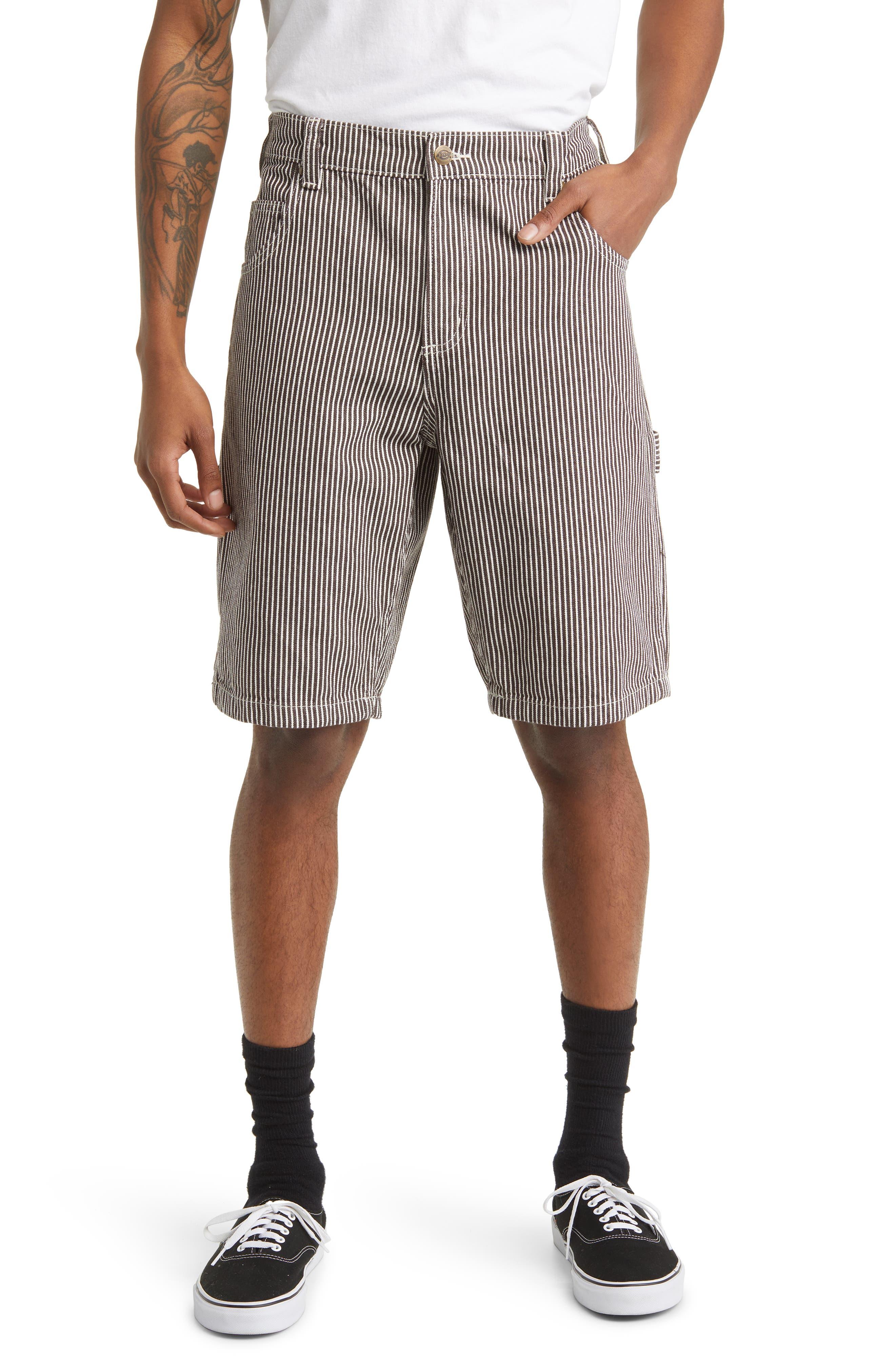 Hickory Stripe Carpenter Shorts in Gray for Men | Lyst
