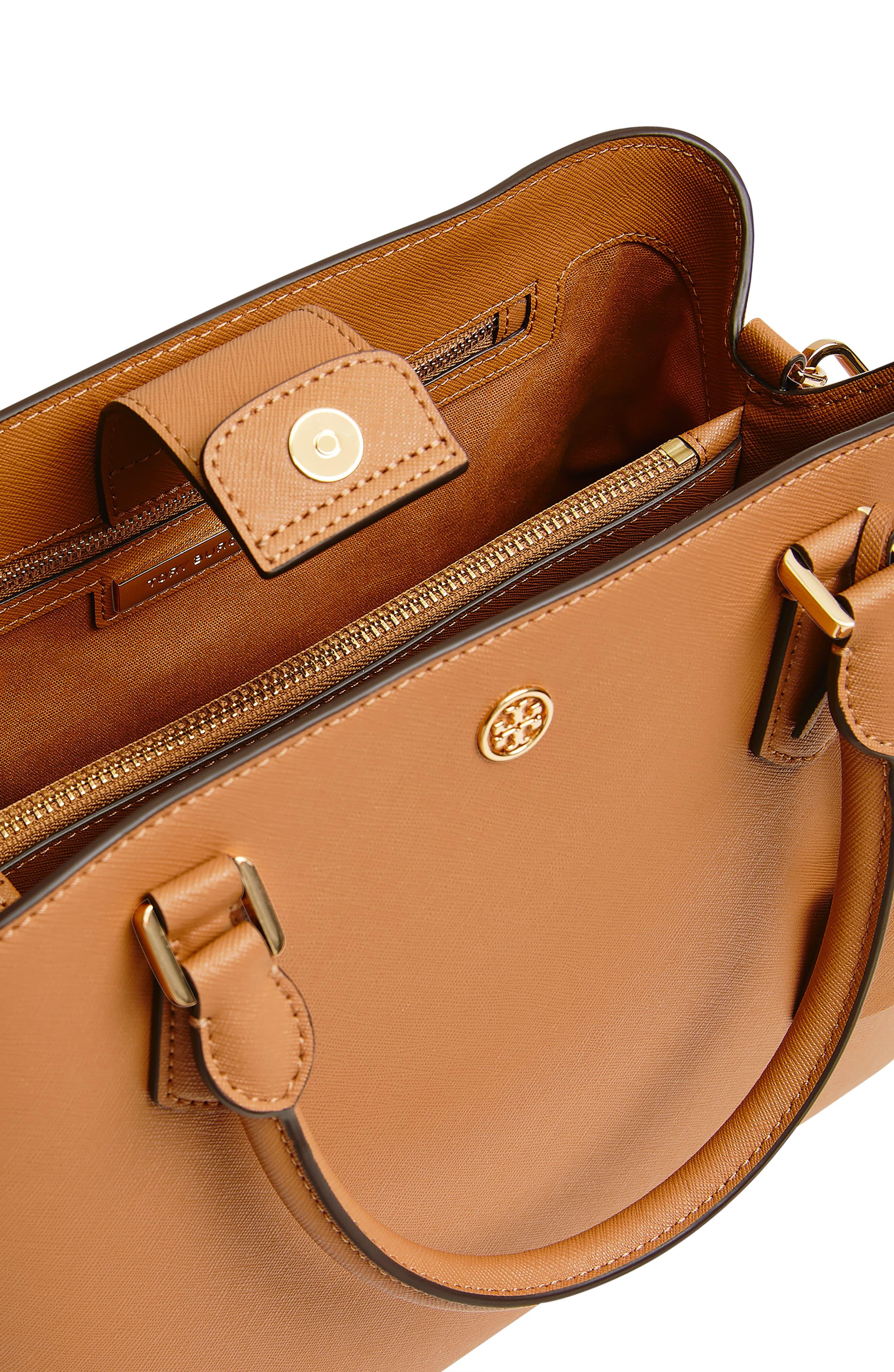 Tory Burch Robinson Triple Compartment Leather Tote in Brown | Lyst