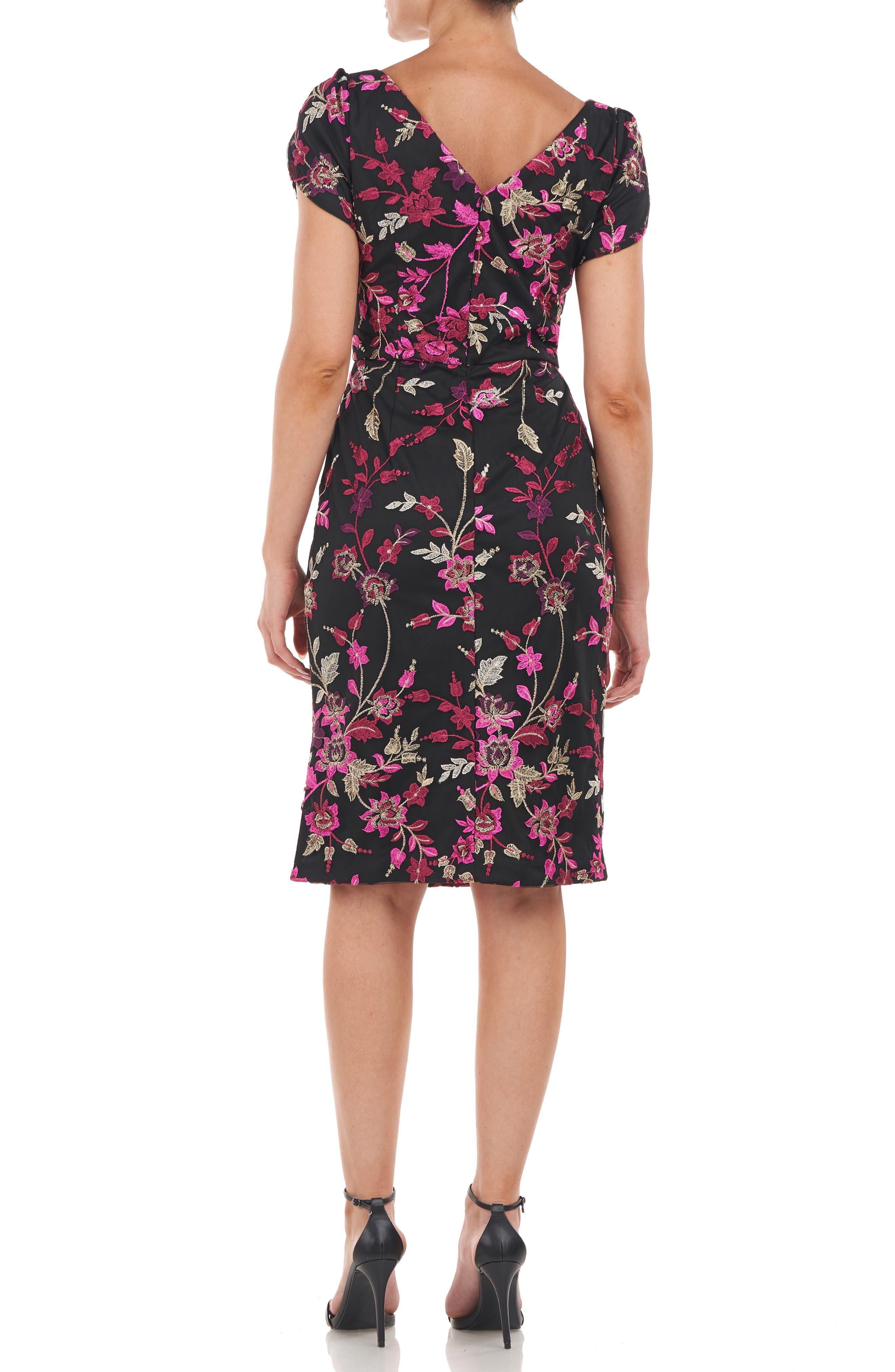 js collections embroidered cocktail dress