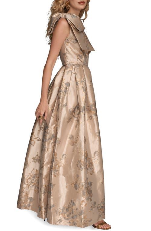 Donna Karan Metallic Floral Jacquard Ball Gown in Brown | Lyst