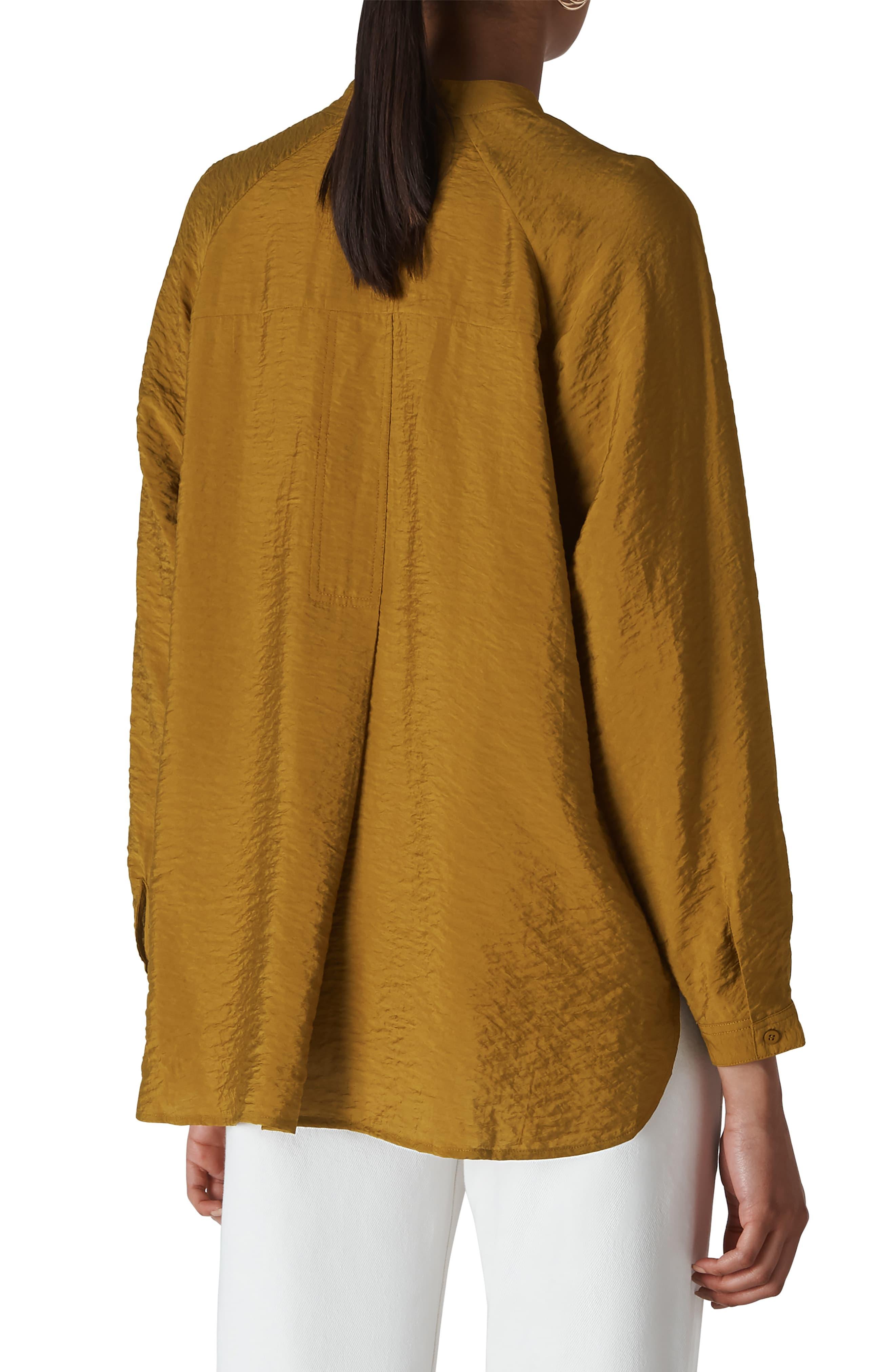 Whistles V-neck Hammered Satin Blouse in Olive (Green) - Lyst