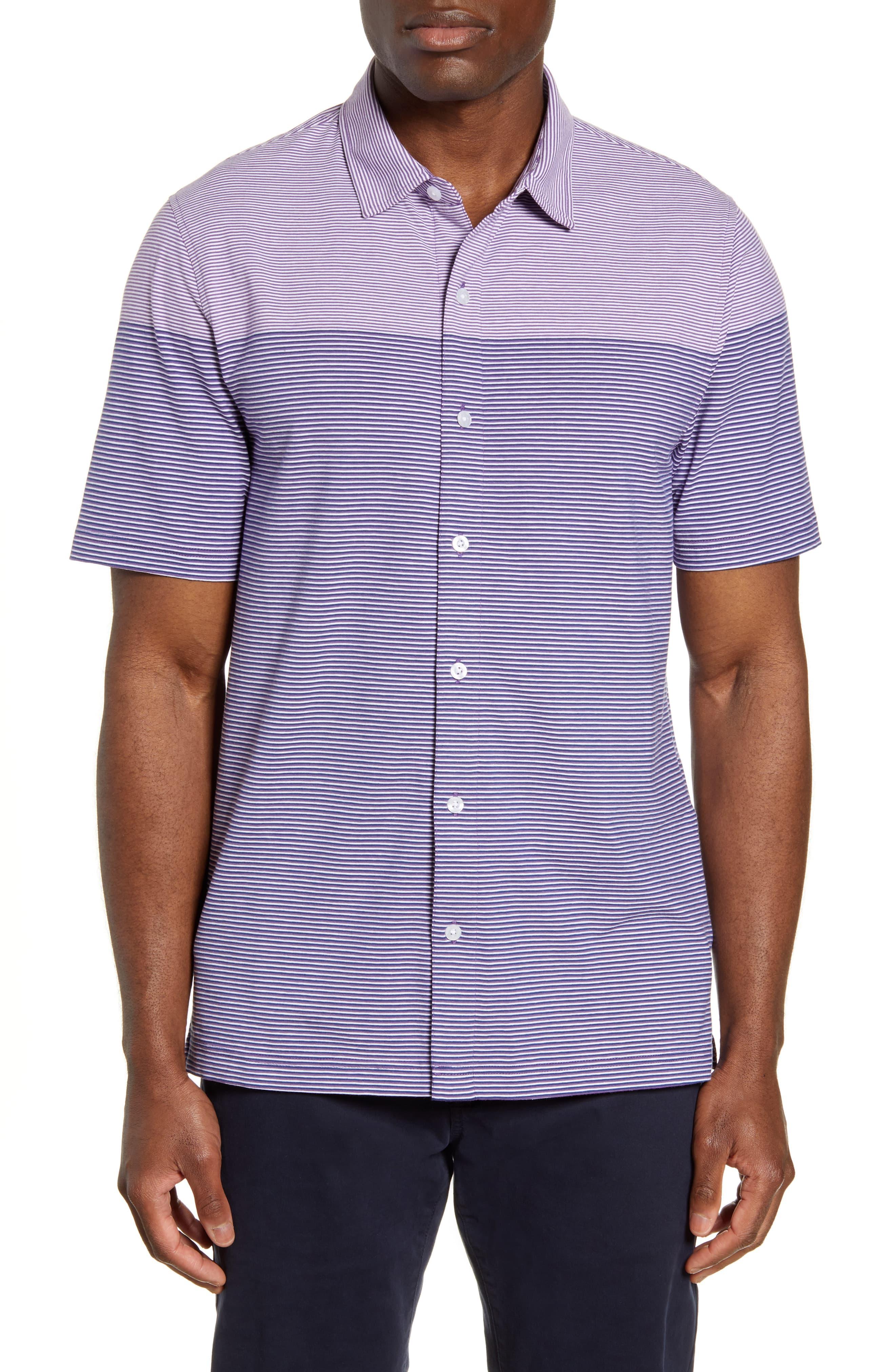 Cutter & Buck Cotton Classic Fit Stripe Short Sleeve Buttonup Sport