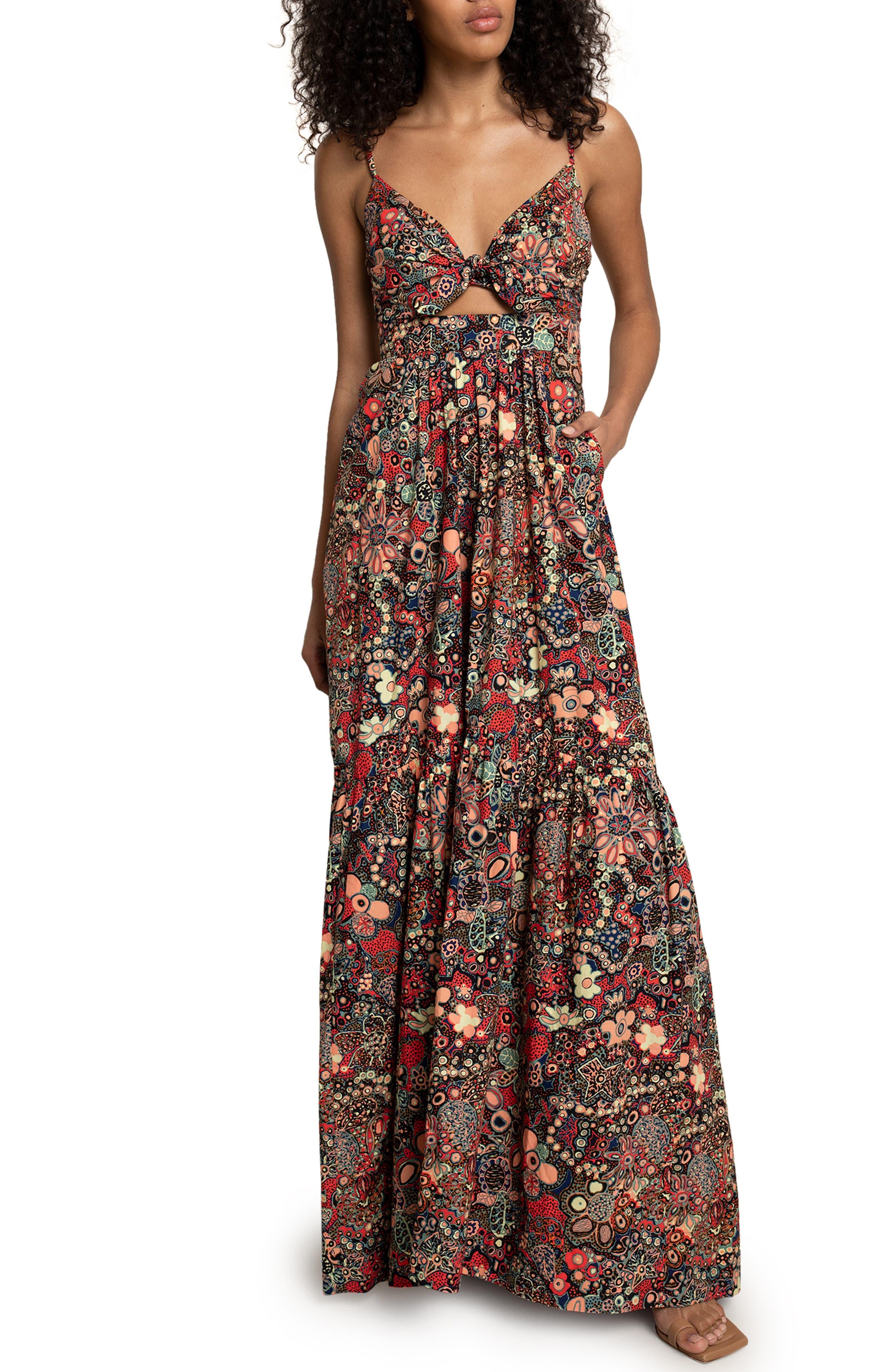 A.L.C. Laura Cutout Cotton Maxi Dress in Brown | Lyst