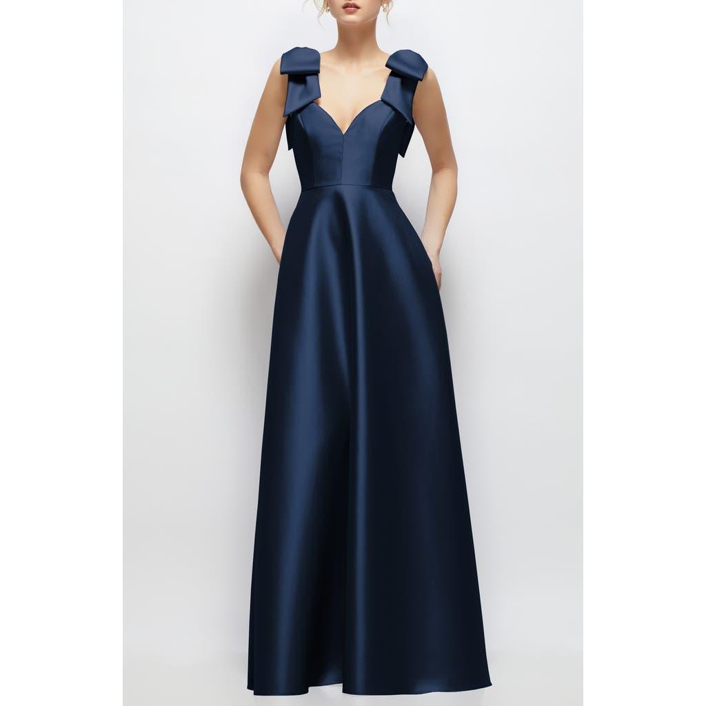 alfred sung midnight blue dress Alfred Sung Midnight Navy Wrap & Surplice Bridesmaid Dresses