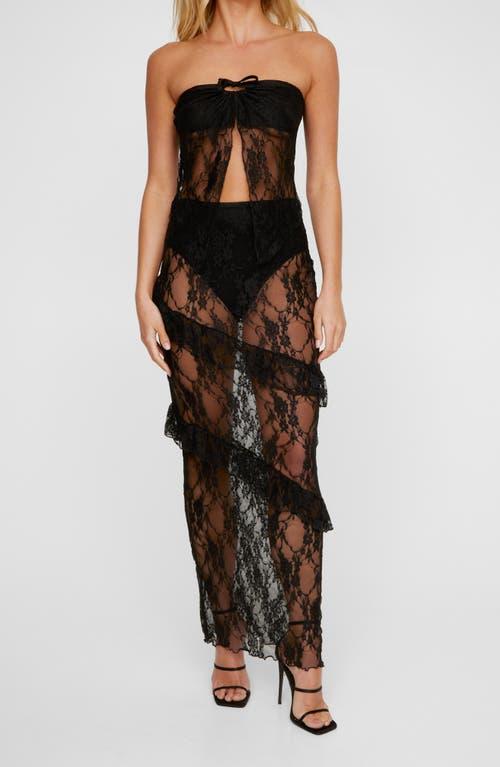 Nasty Gal Ruffle Sheer Lace Cover-Up Skirt in Black Lyst