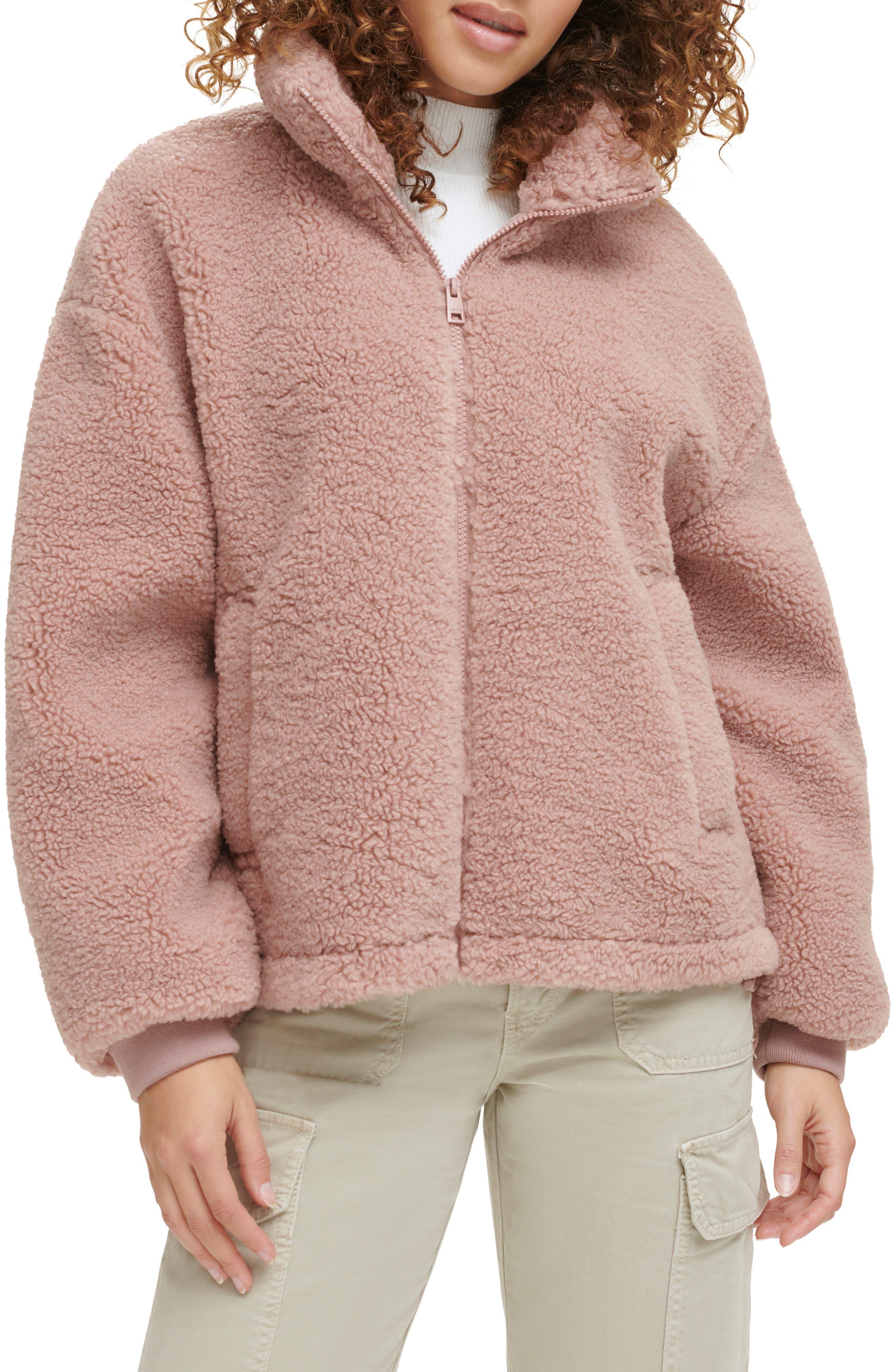 Levi's Zip Front Teddy Jacket in Pink | Lyst