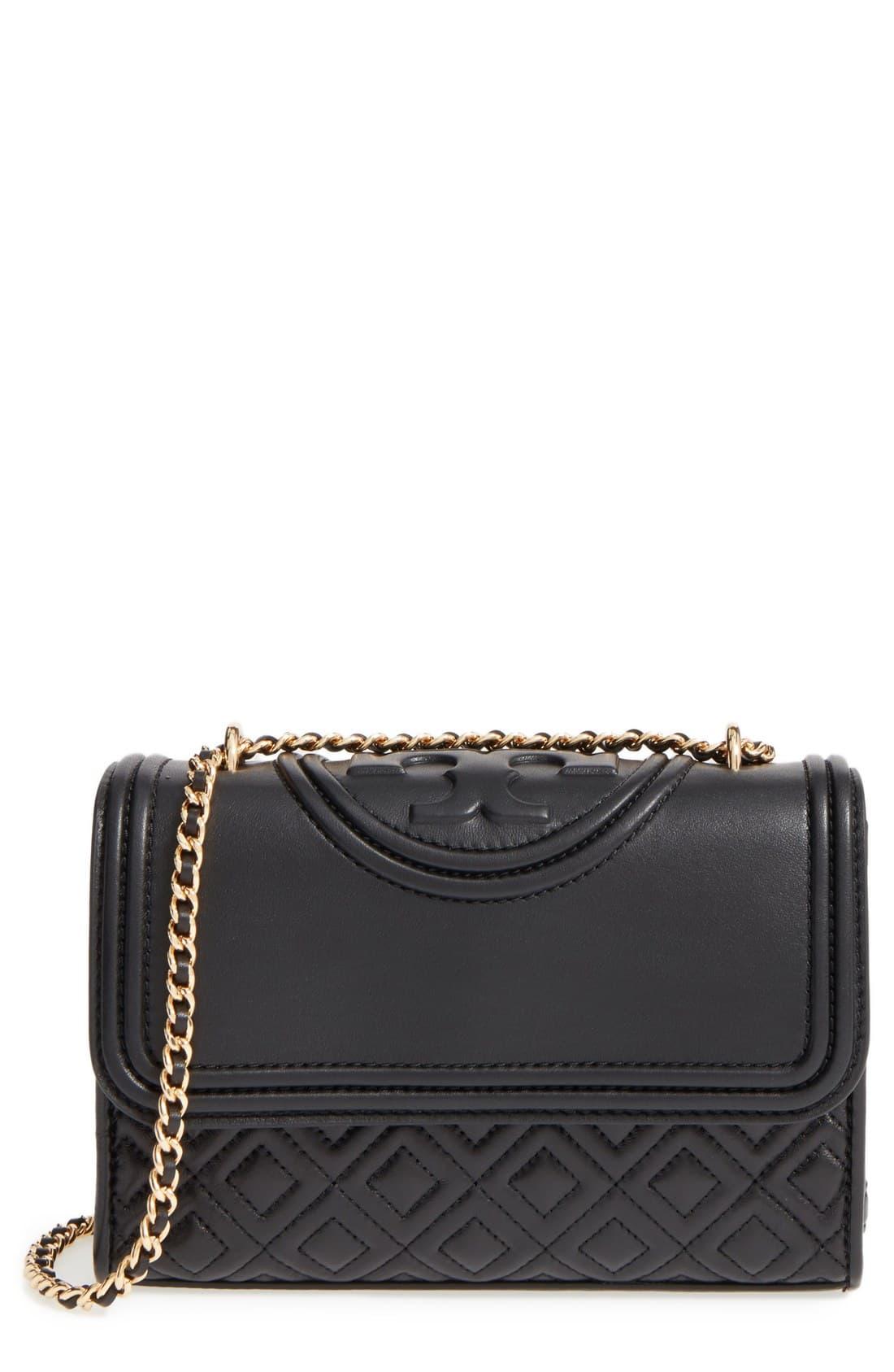 Tory Burch 'small Fleming' Quilted Leather Shoulder Bag in Black ...