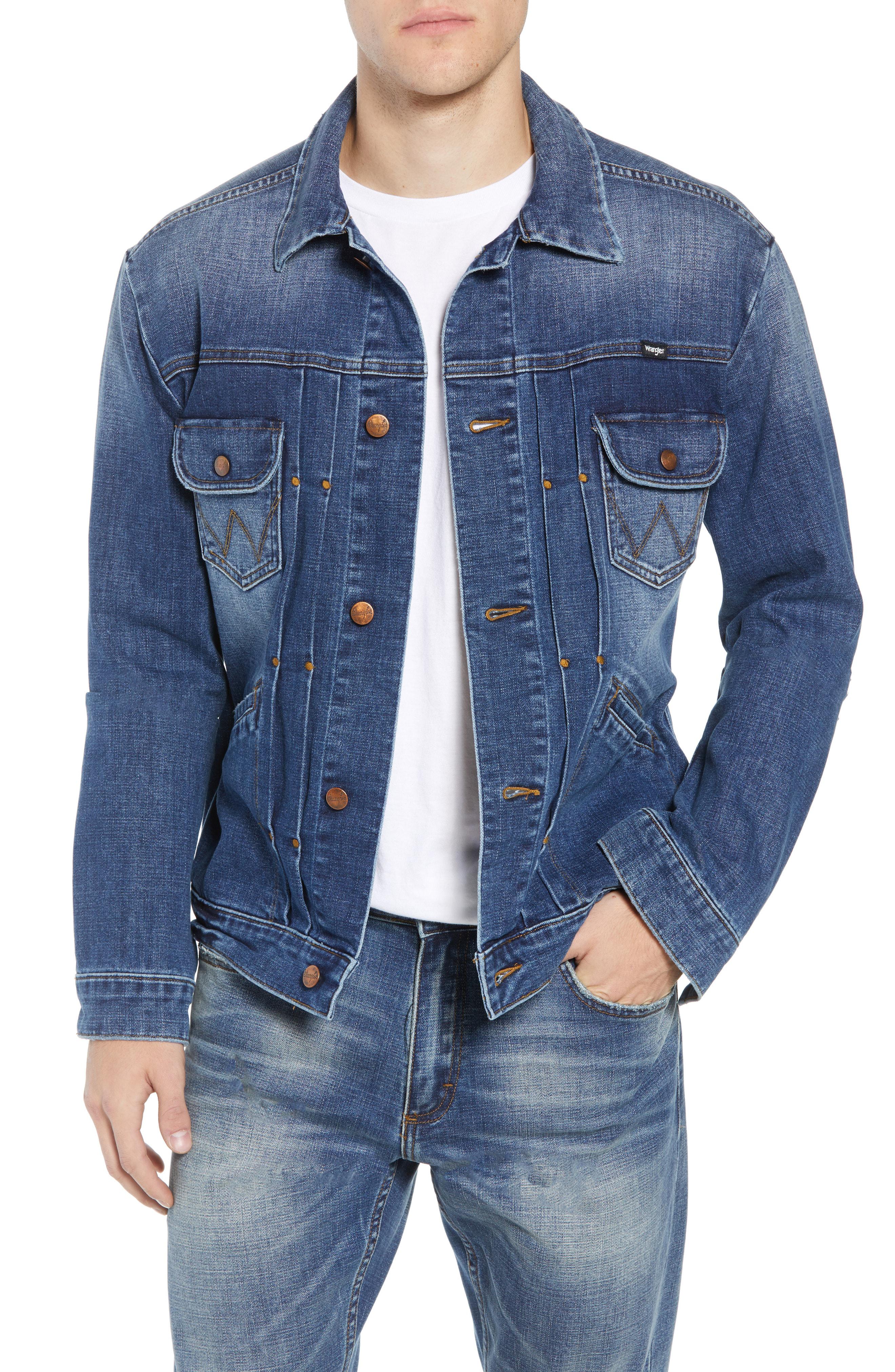 Wrangler Heritage Pleated Denim Jacket in Blue for Men - Lyst