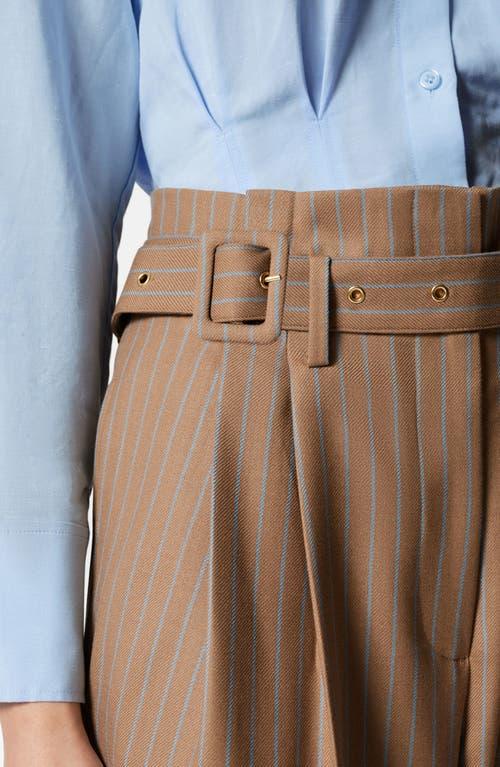 Other Stories Tailored Stripe Belted Paperbag Waist Wool