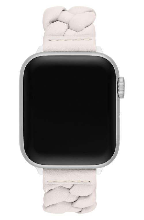 Kate Spade Braided Leather 18Mm Apple Watch Watchband in White Lyst