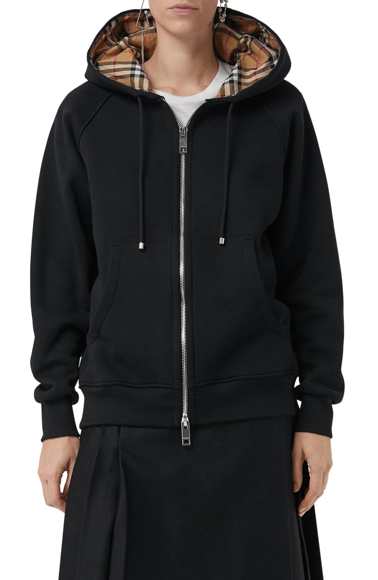 Burberry Cotton Hackfall Hoodie in Black - Lyst