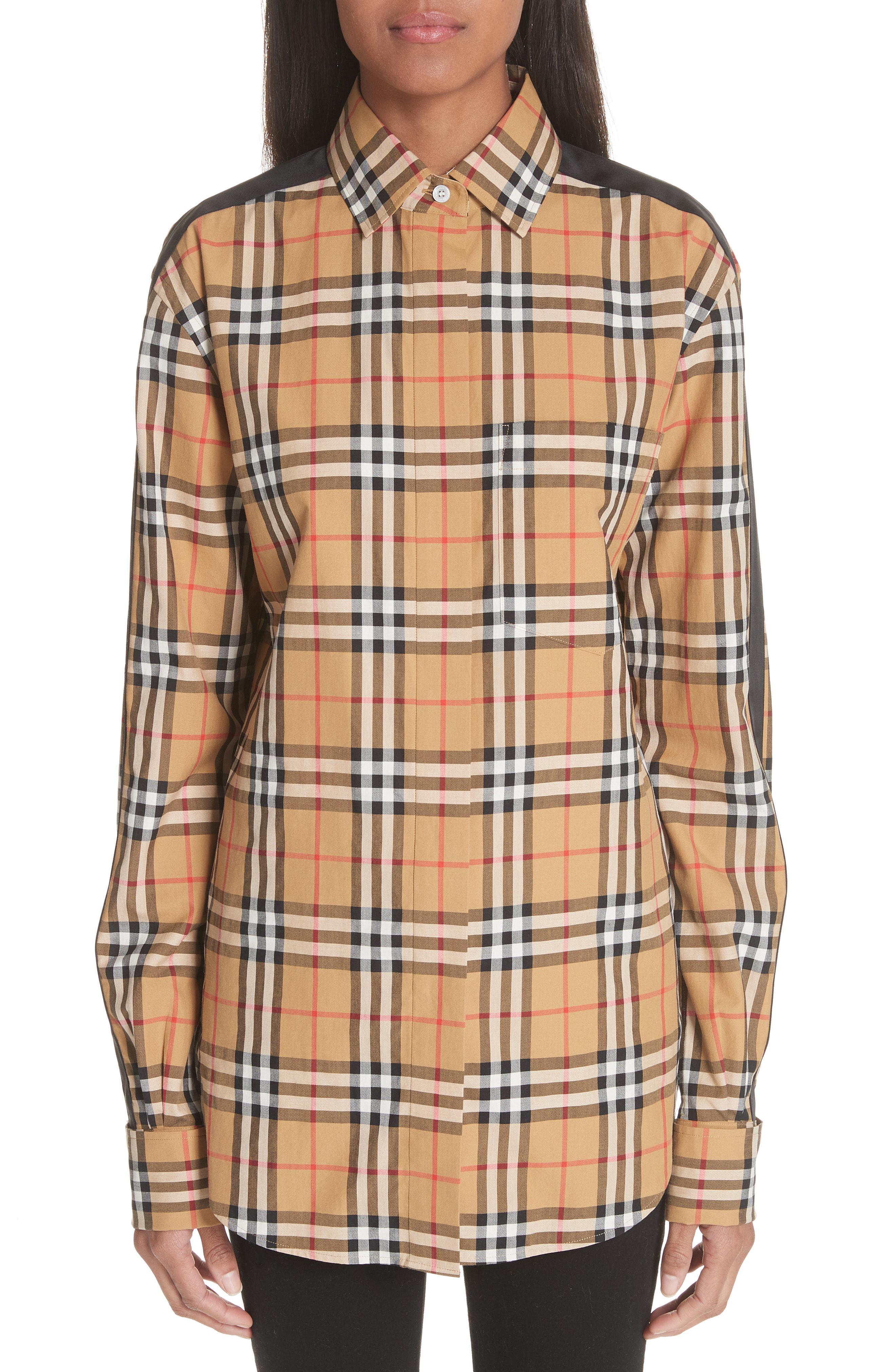 Burberry Cotton Check Print Shirt in Brown - Lyst