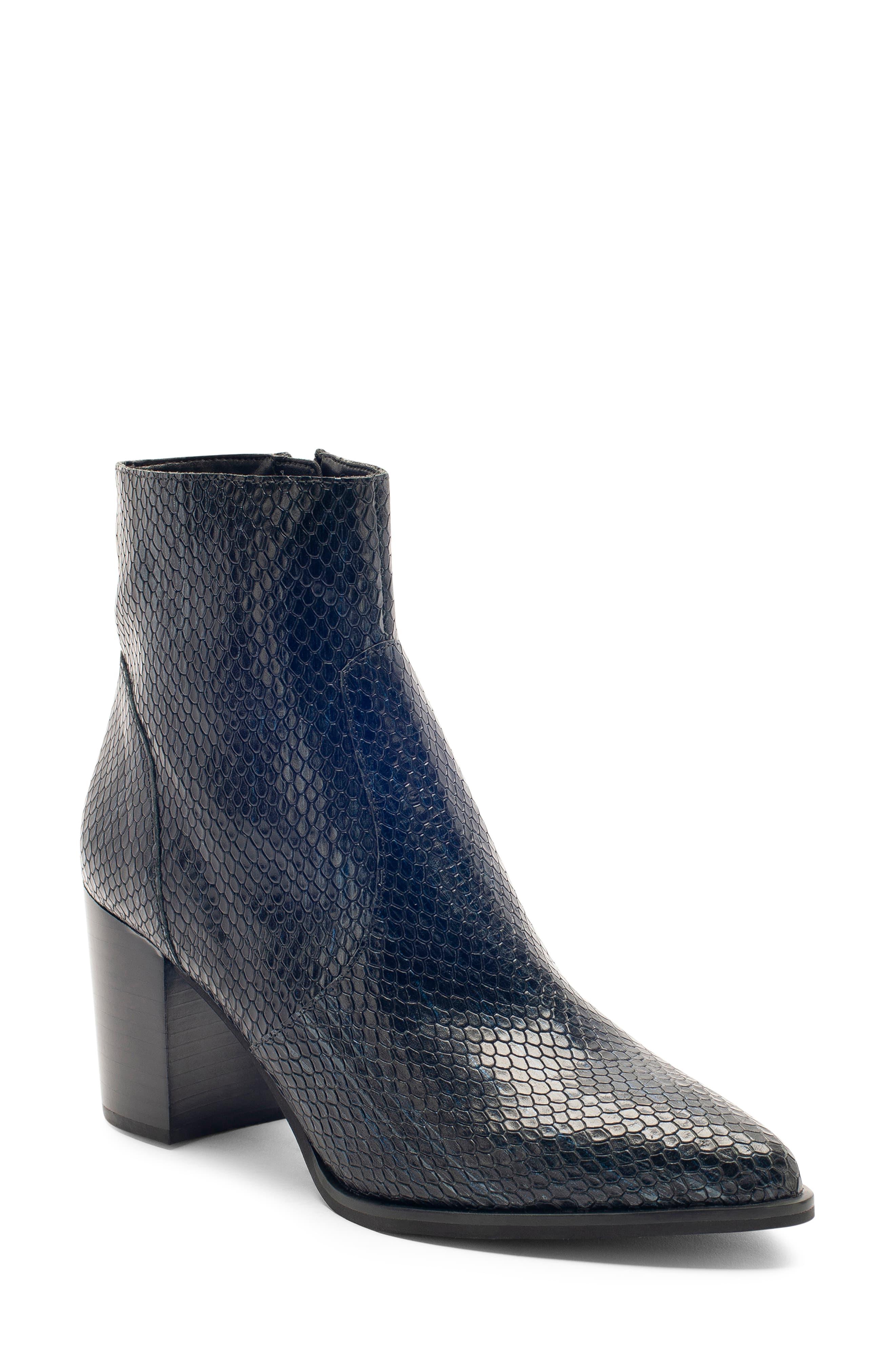 Blondo Tania Waterproof Bootie in Black Snake Leather (Blue) - Save 1% ...
