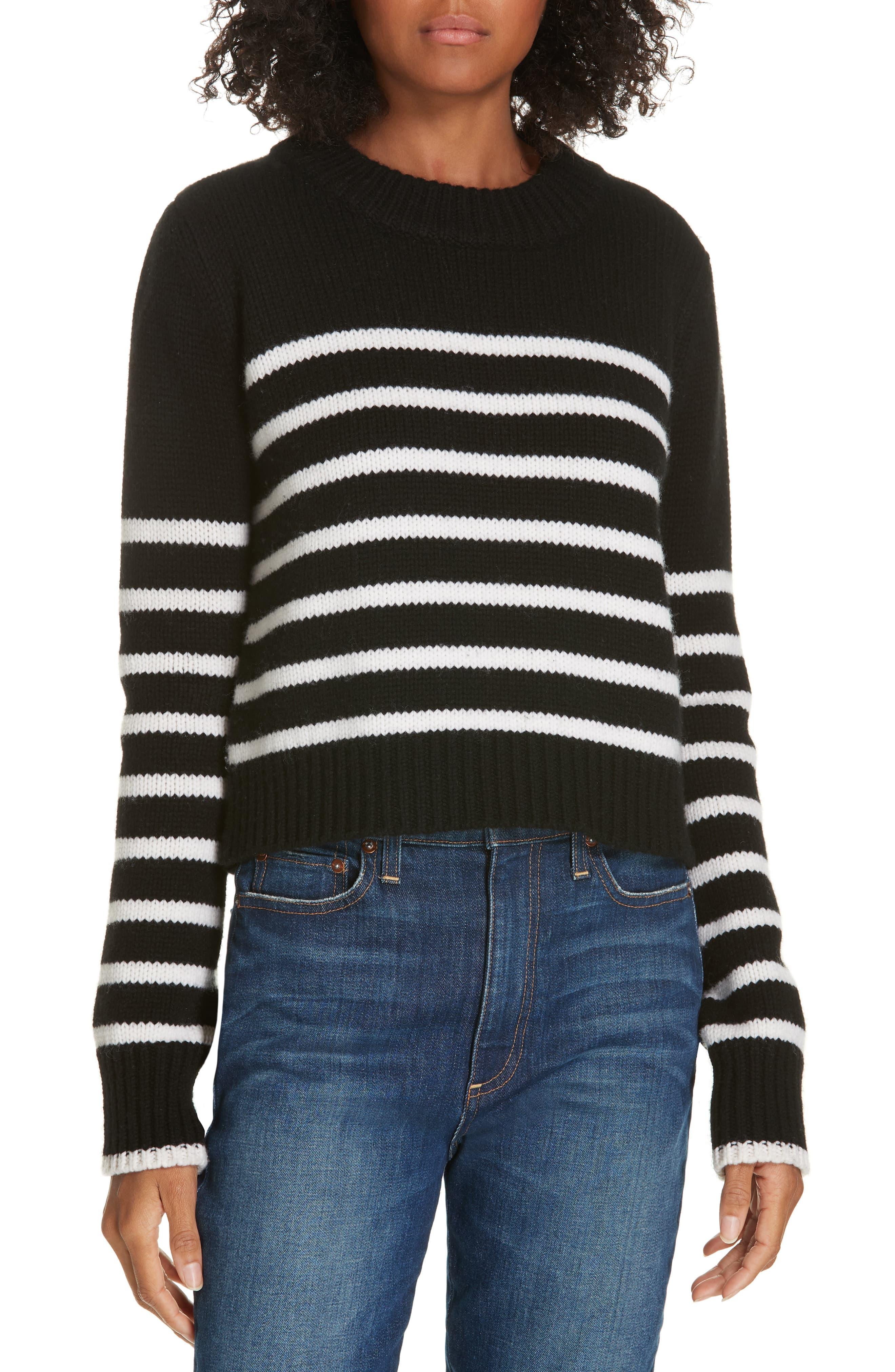 La Ligne Mini Maren Wool & Cashmere Sweater in Black/ Cream (Black) - Lyst