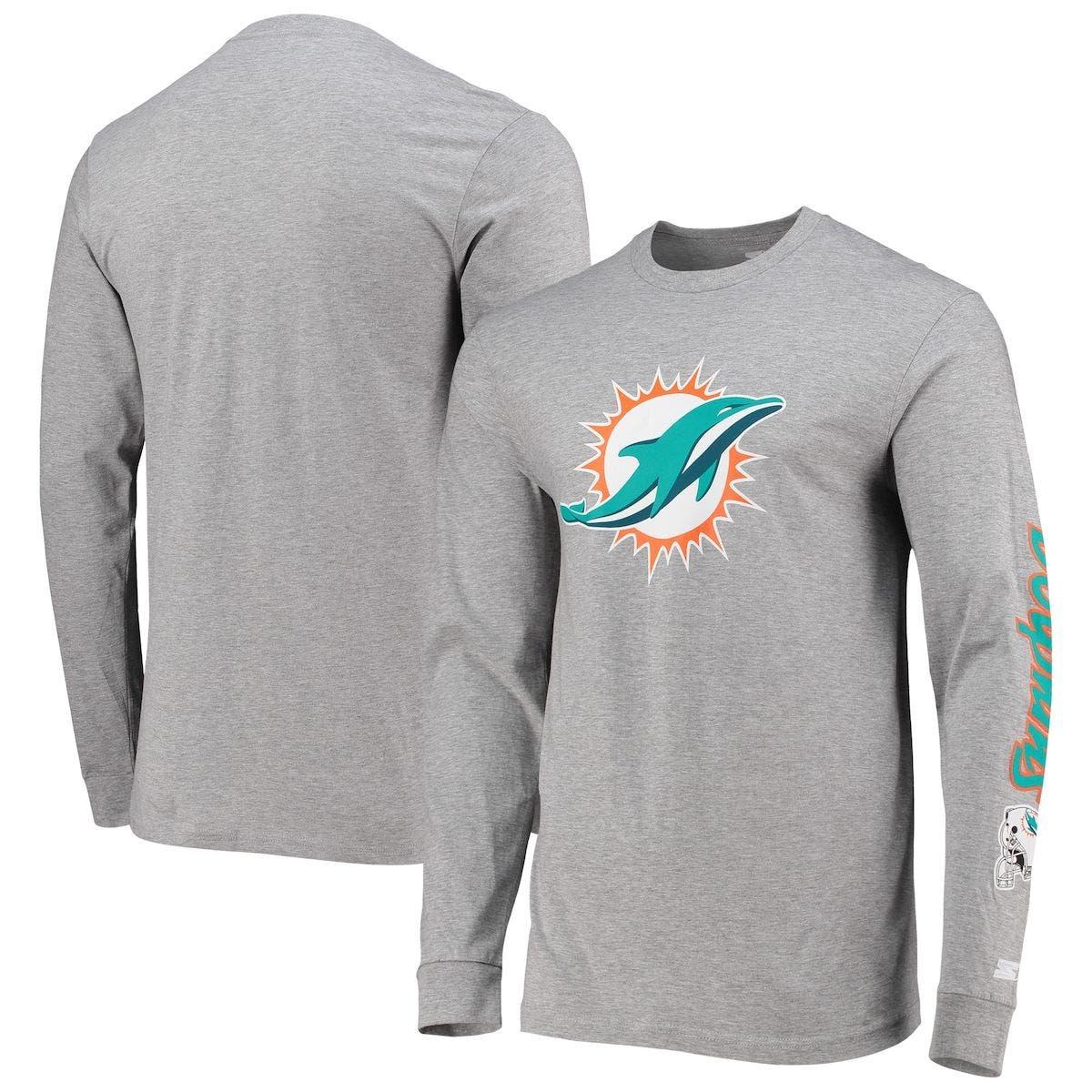 Starter Heathered Gray Miami Dolphins Halftime Long Sleeve T-shirt for Men