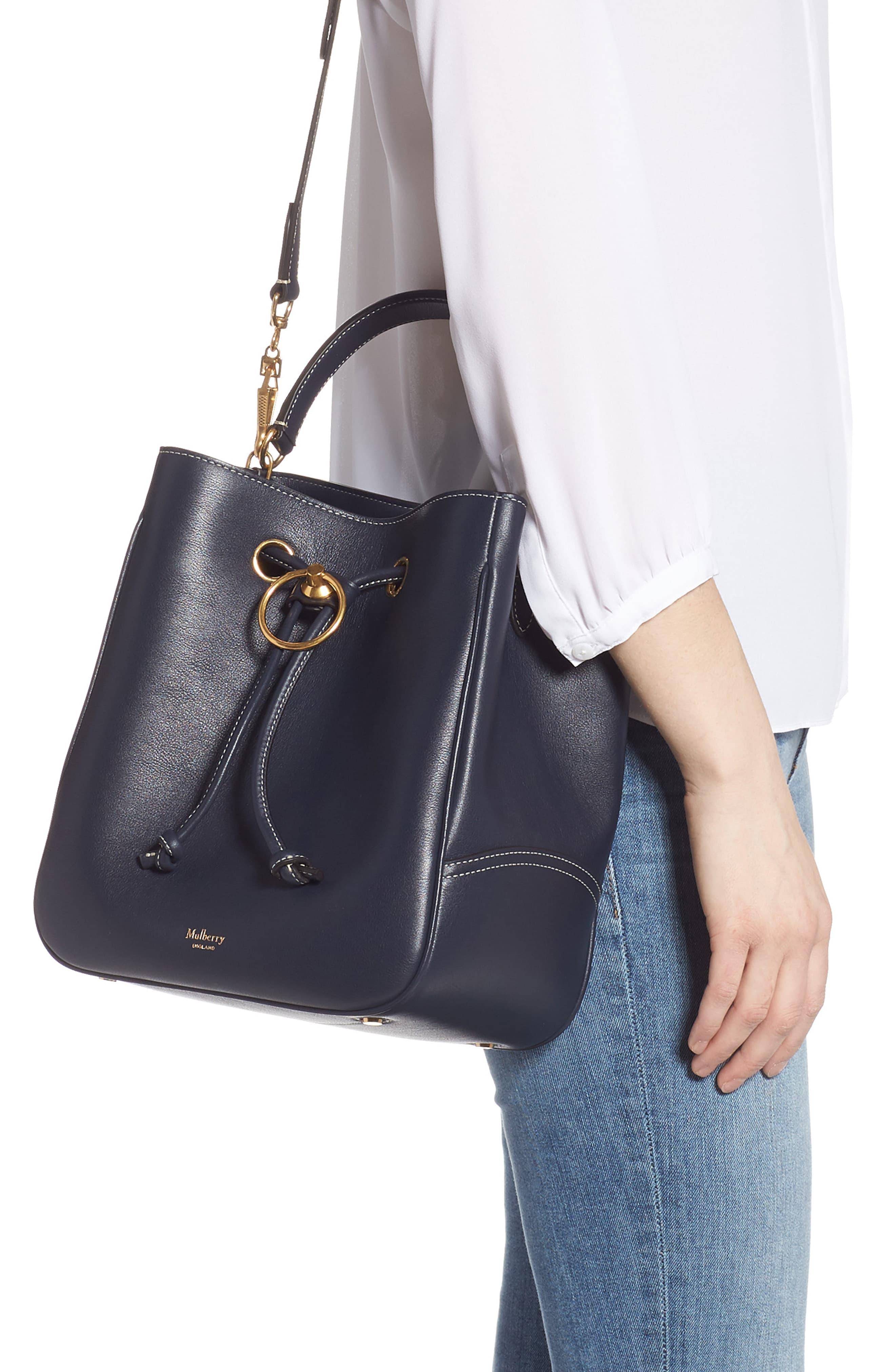 Mulberry Hampstead Silky Calfskin Leather Bucket Bag in Blue | Lyst