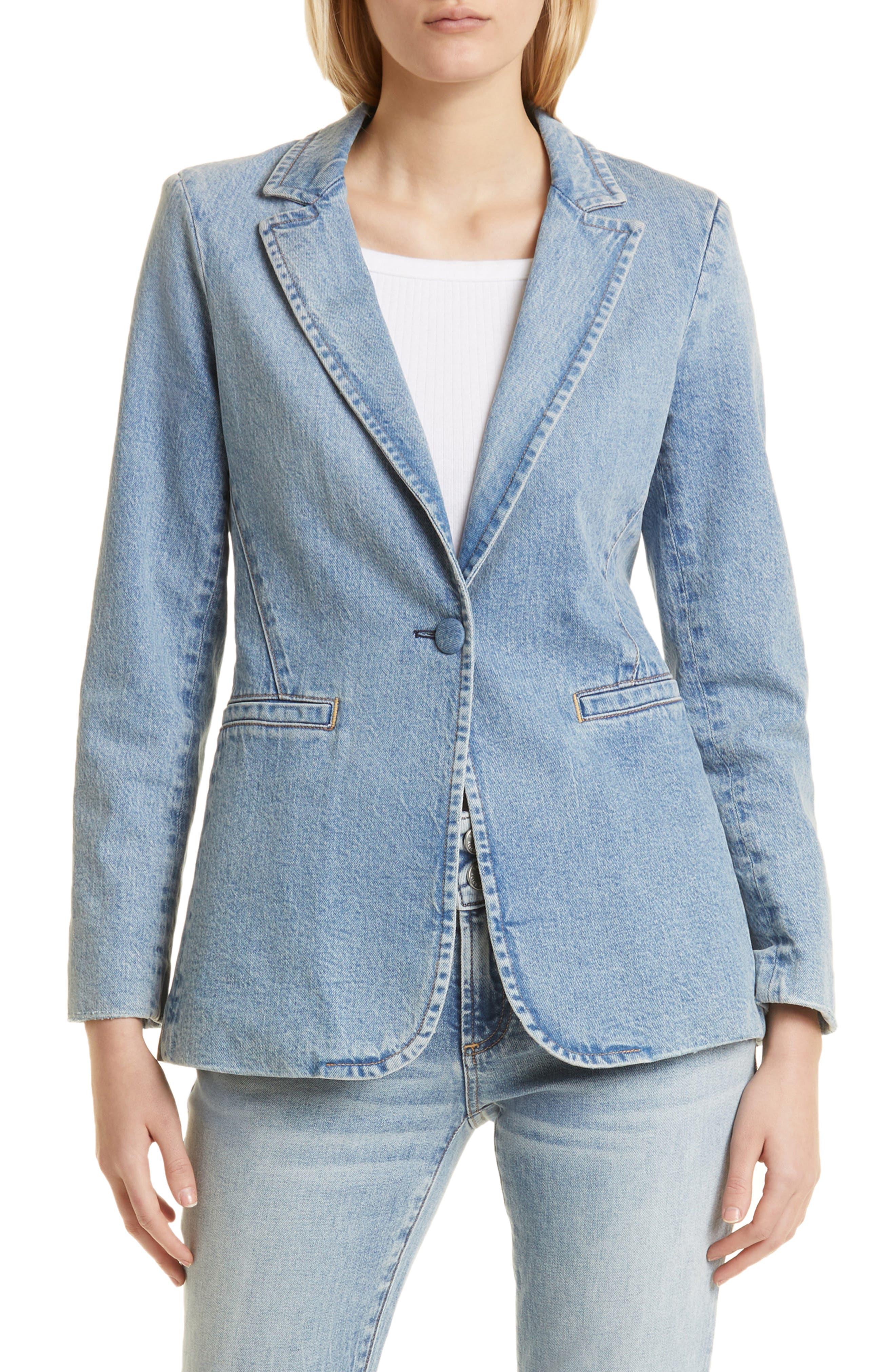 Alice + Olivia Alice + Olivia Macey Fitted Denim Blazer in Blue | Lyst