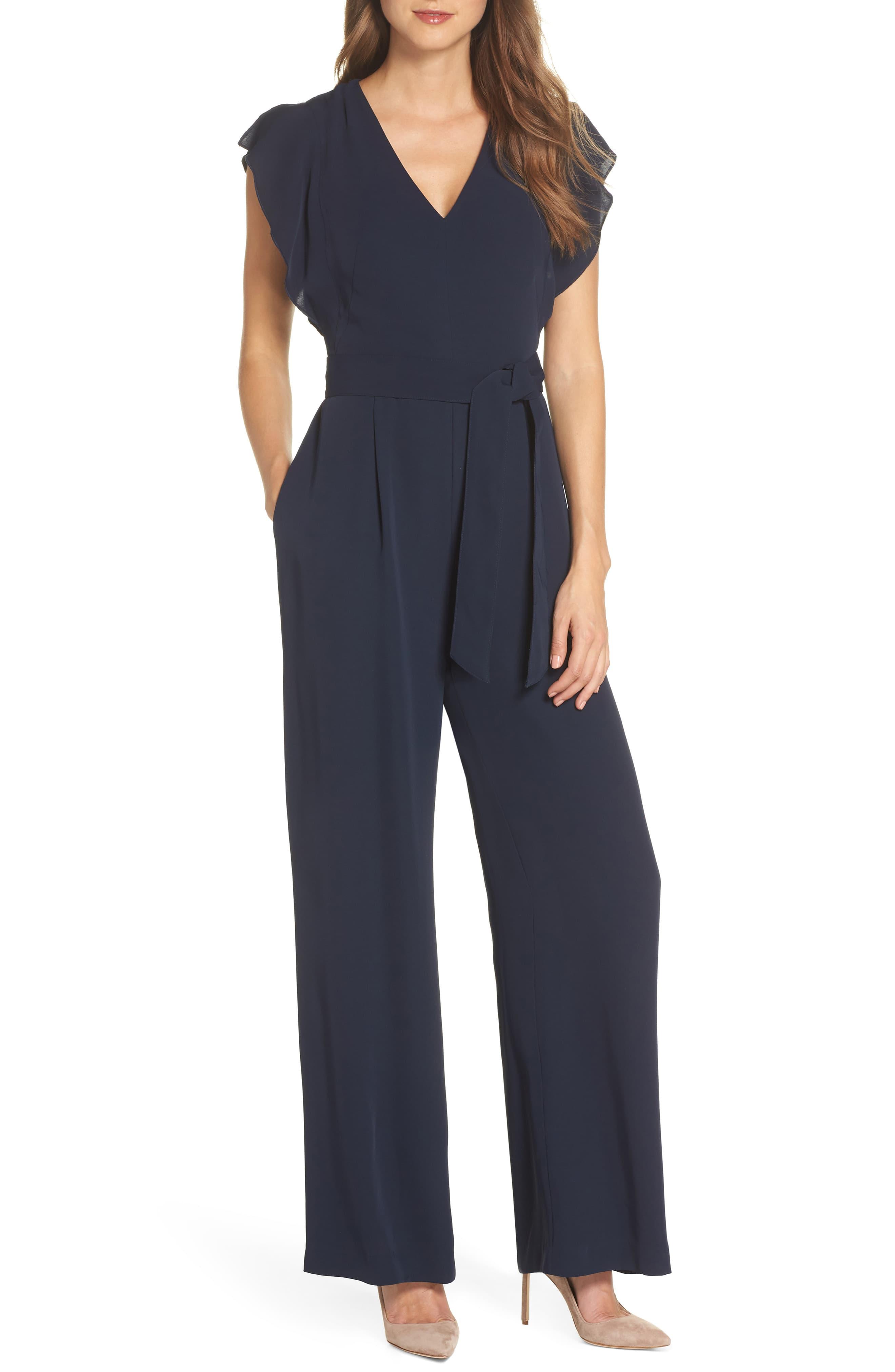 cap sleeve wide leg jumpsuit eliza j
