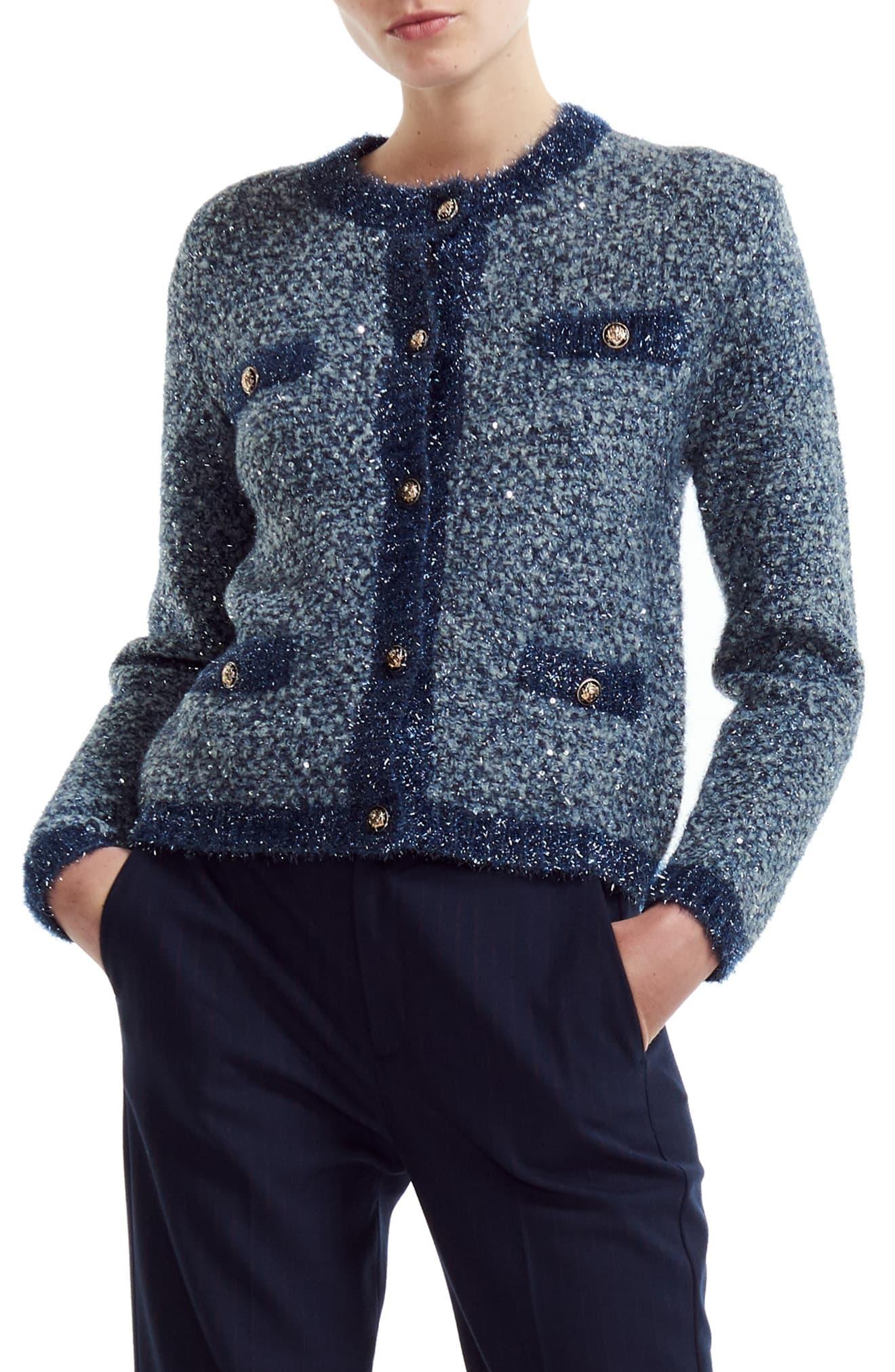blue sparkly cardigan