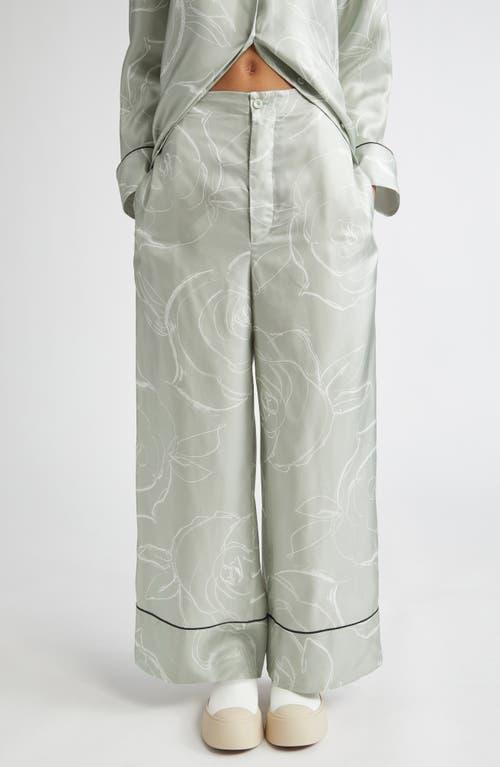パンツ MARNI PIJAMA PANT SILK TWILL ROSES (PAMA0335I0UTSG30 ORN99) Marni Pijama Pant Silk Twill Roses Pant - Black Multi Rose