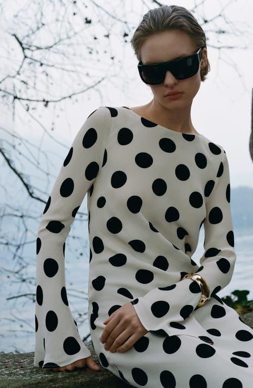 black pattern dress shirt White Polka Dot Luna Midi Dress main image 0
