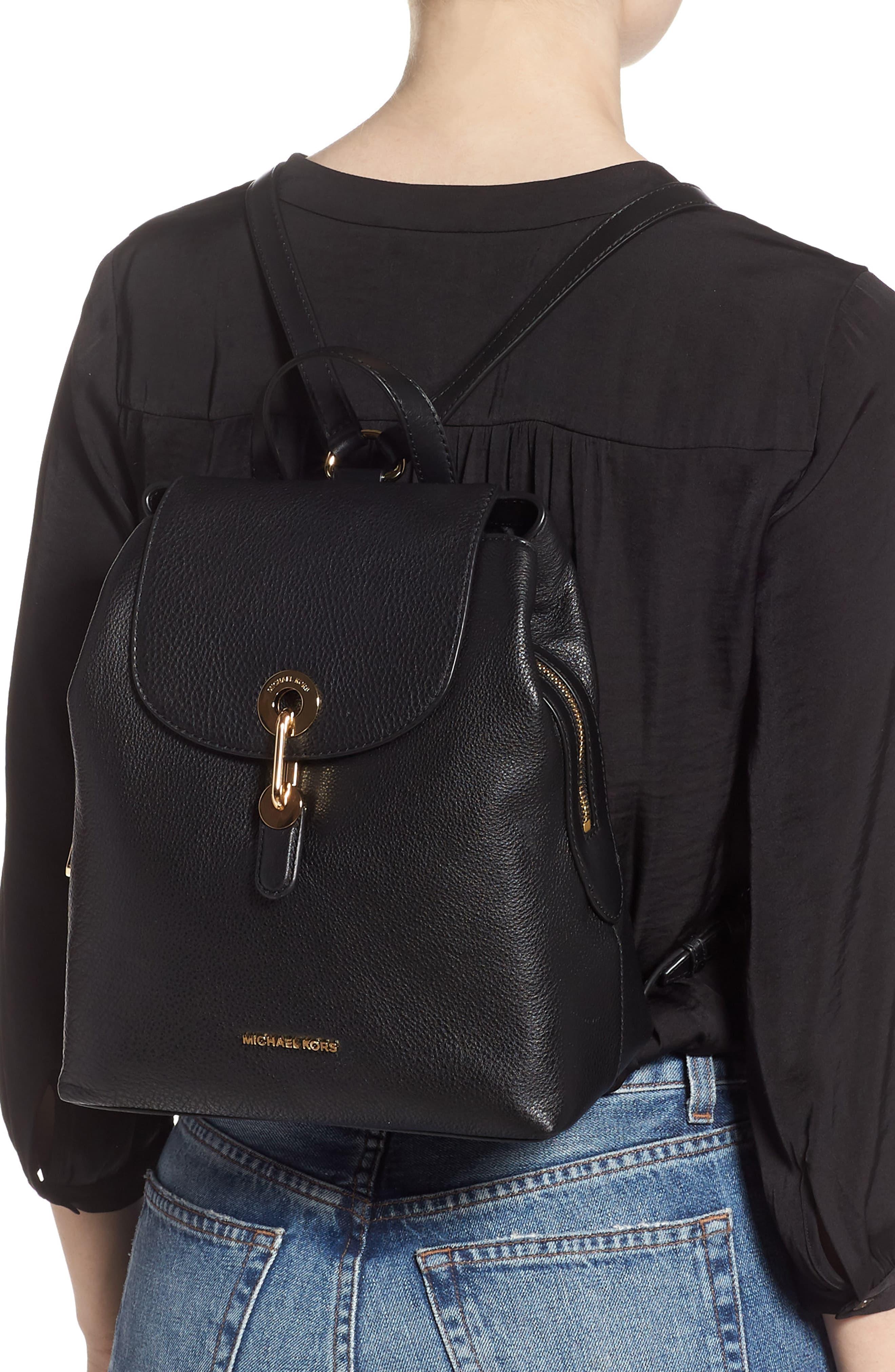 michael kors raven leather backpack