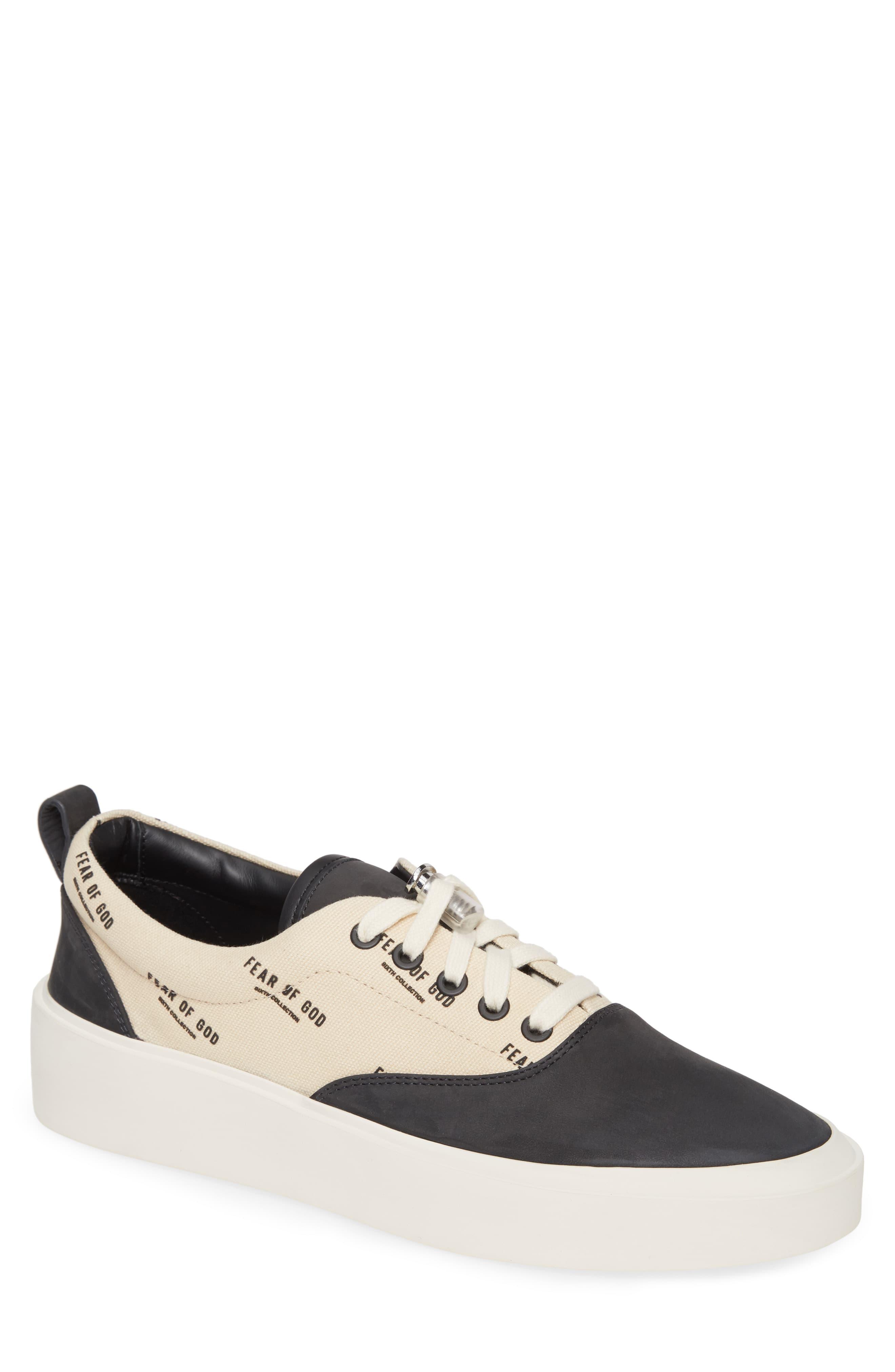 Fear Of God Suede 101 Low Top Sneaker in Black Suede w/ Cream Leather ...